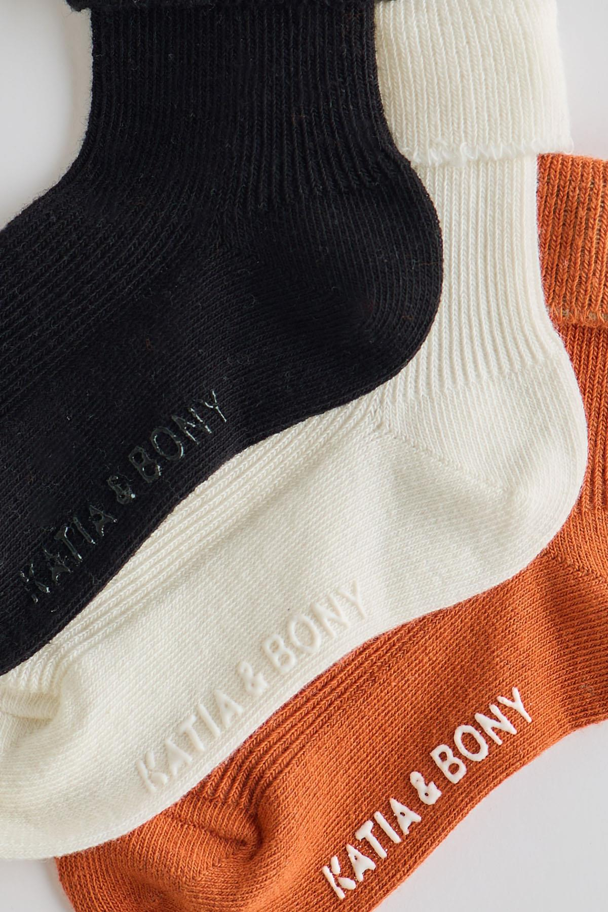 12401G2232 3PCK ÇOCUK SOKET ÇORAP Kahverengi Karışık