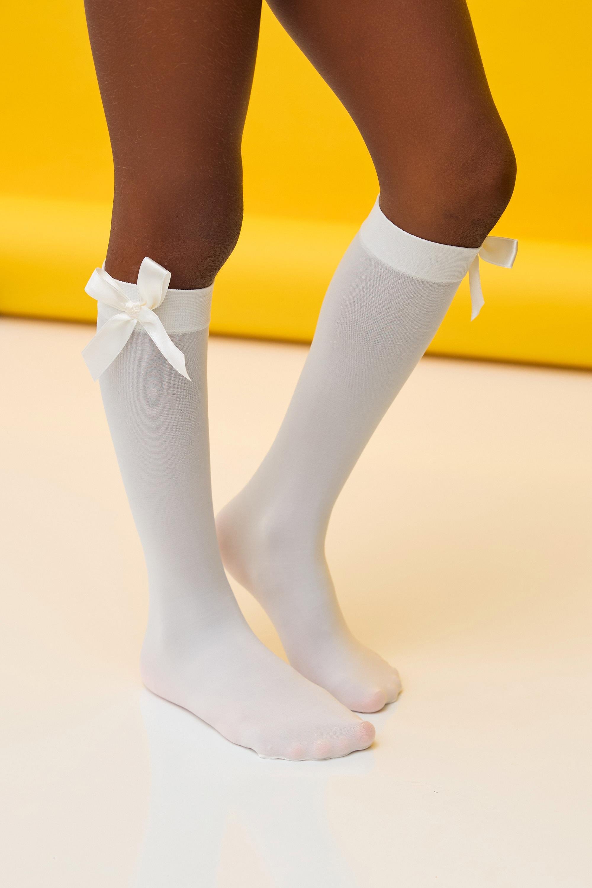 12401G2242 AKSESUARLI ÇOCUK DİZALTI ÇORAP Ekru