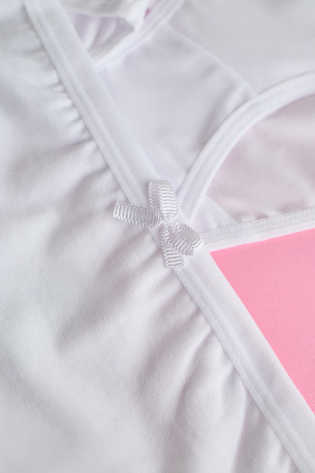 12401G2255  KIZ ÇOCUK FİYONKLU 5 Lİ PCK SLİP KÜLOT Beyaz