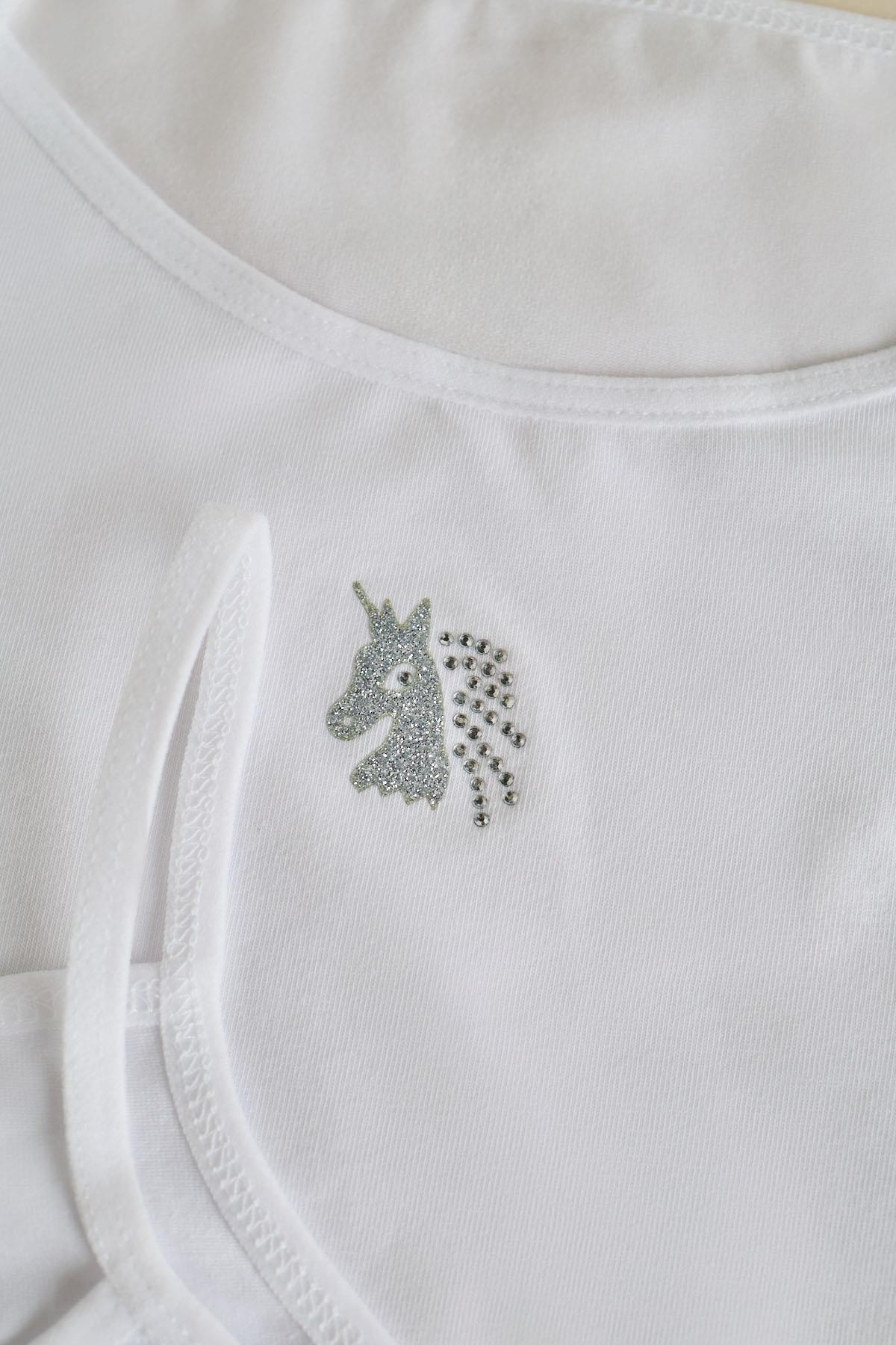 12401G2267 KIZ ÇOCUK TAŞ BASKILI İNCE ASKILI ATLET Beyaz