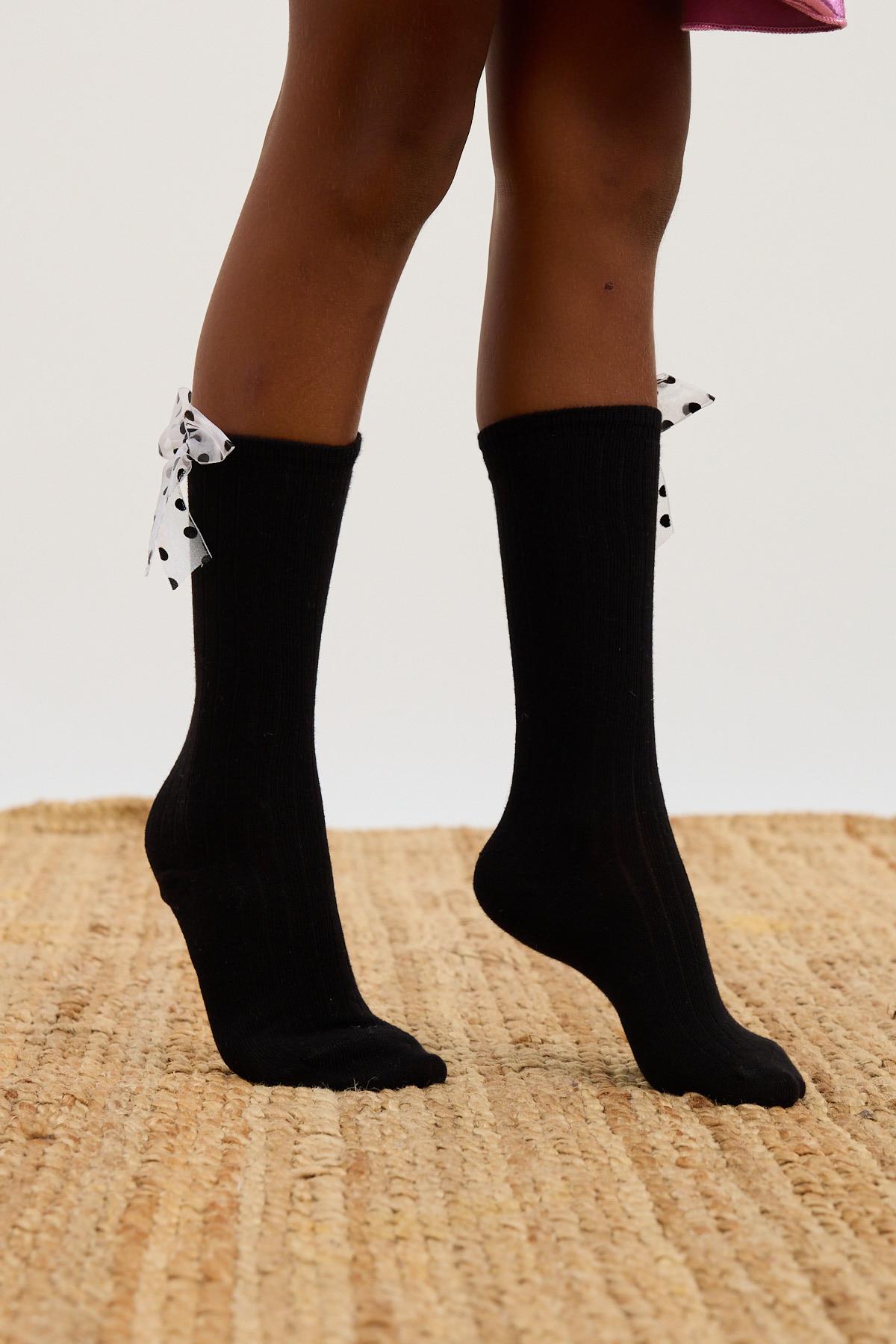 12401G2292 KIZ ÇOCUK PUANTİYE FİYONK  DİZALTI ÇORAP SİYAH