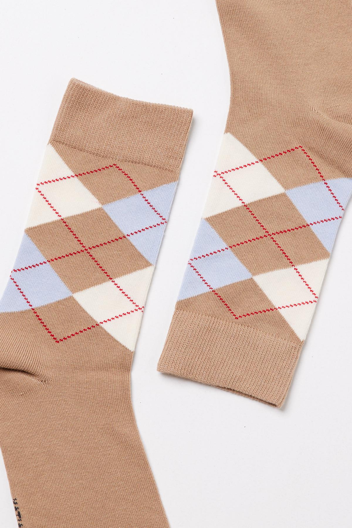 12401G3004 EKOSE DESENLİ ERKEK SOKET ÇORAP Bej