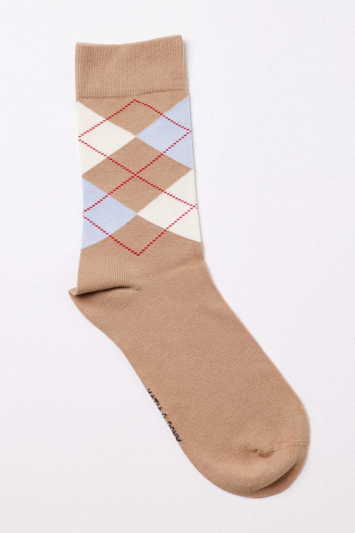 12401G3004 EKOSE DESENLİ ERKEK SOKET ÇORAP Bej
