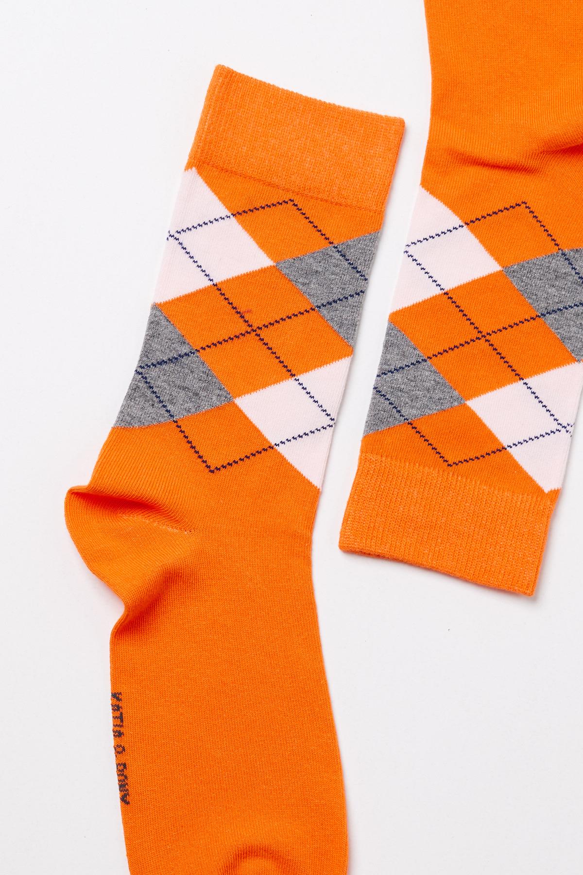 12401G3004 EKOSE DESENLİ ERKEK SOKET ÇORAP Turuncu