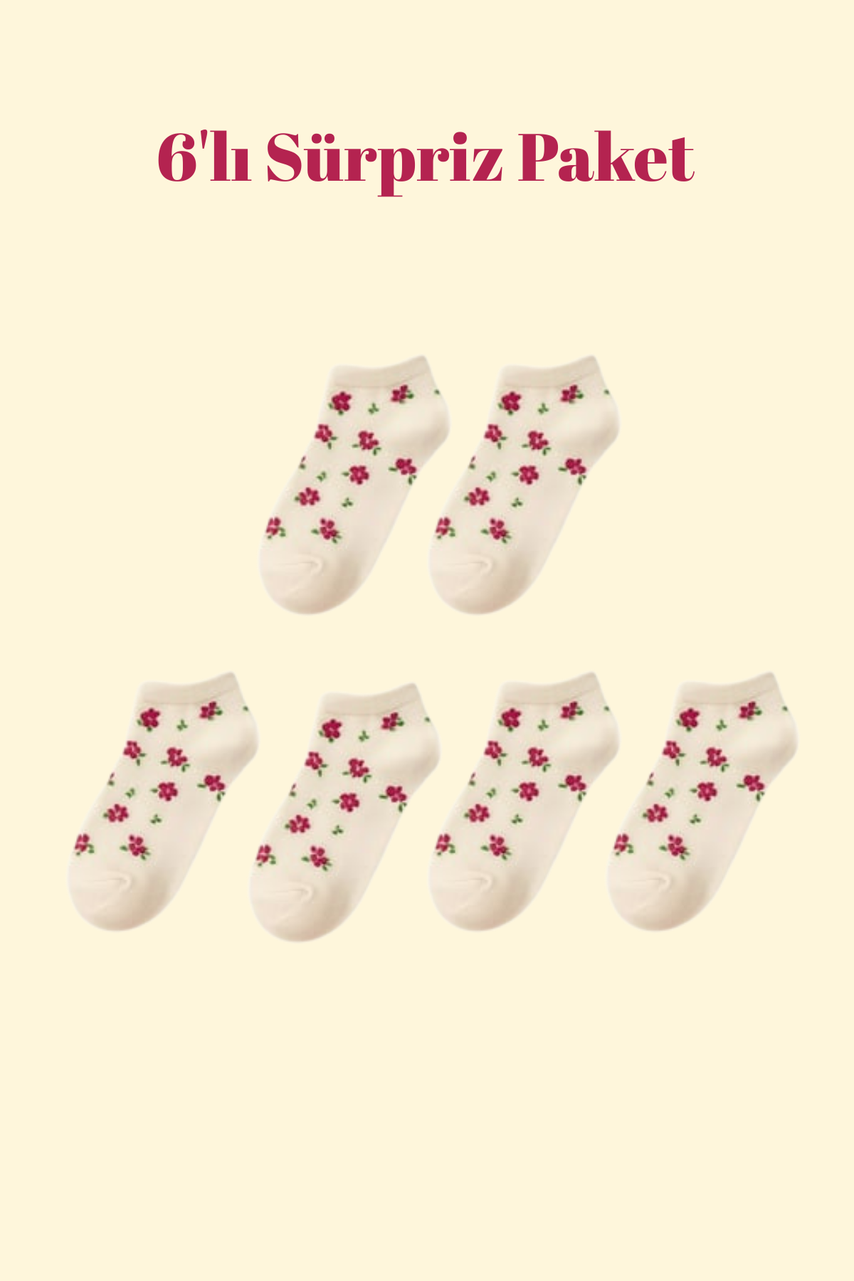 12501G1027 6PCK KADIN KARIŞIK STEP ÇORAP ÇOK RENKLİ