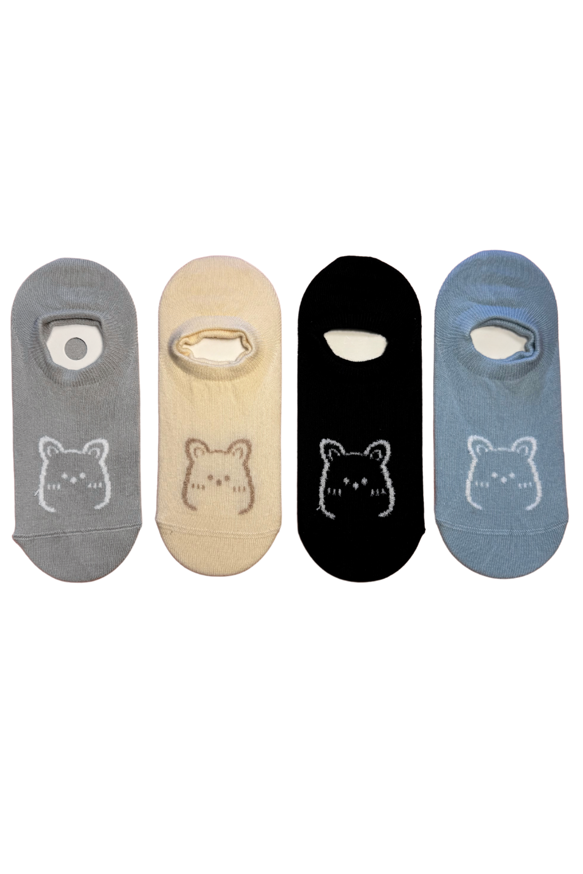 12501U2005 4PCK AYICIK DESENLİ UNISEX GÖRÜNMEZ ÇORAP ÇOK RENKLİ