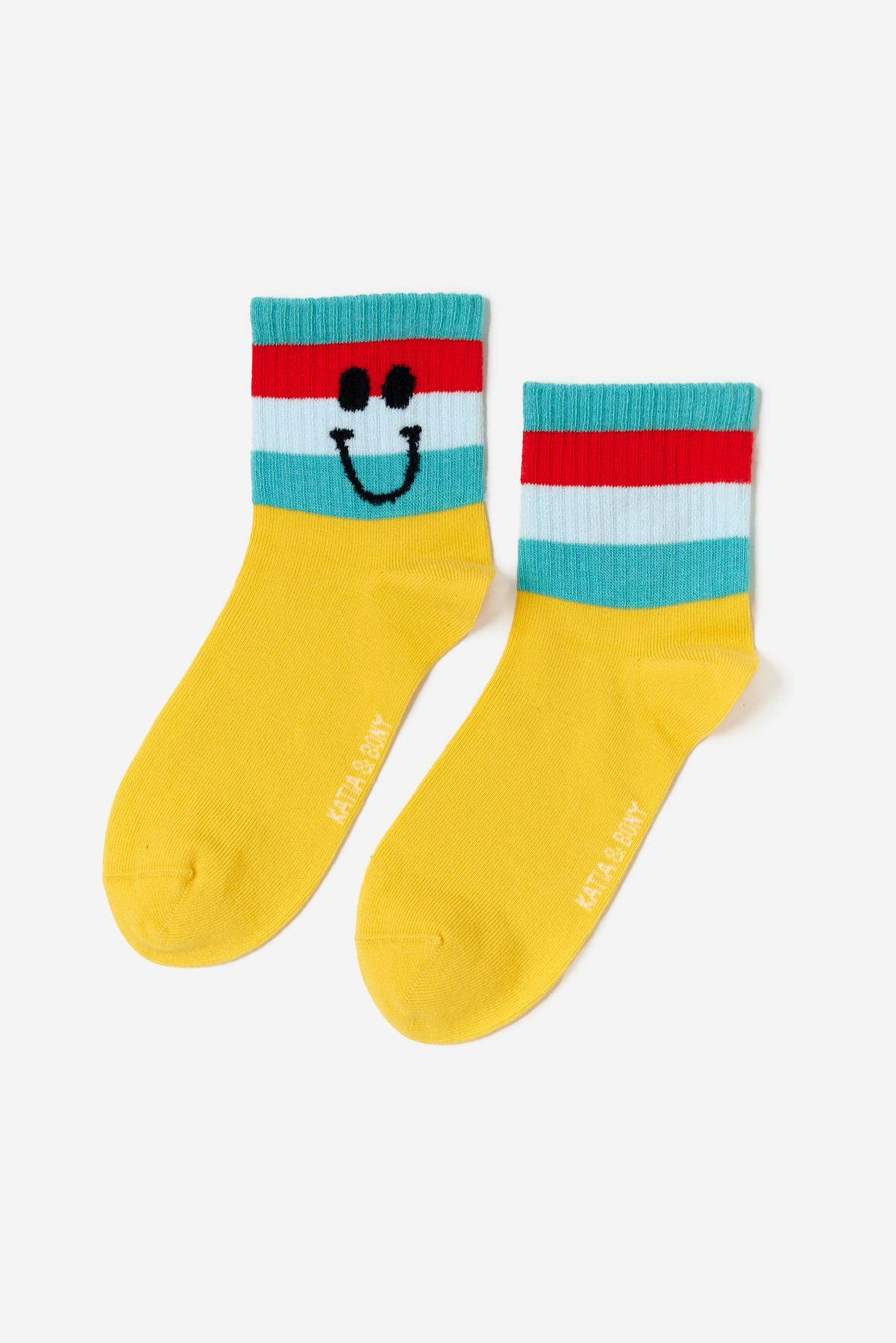 12501W3010 3PCK GÜLEN SURAT KADIN SOKET ÇORAP ÇOK RENKLİ