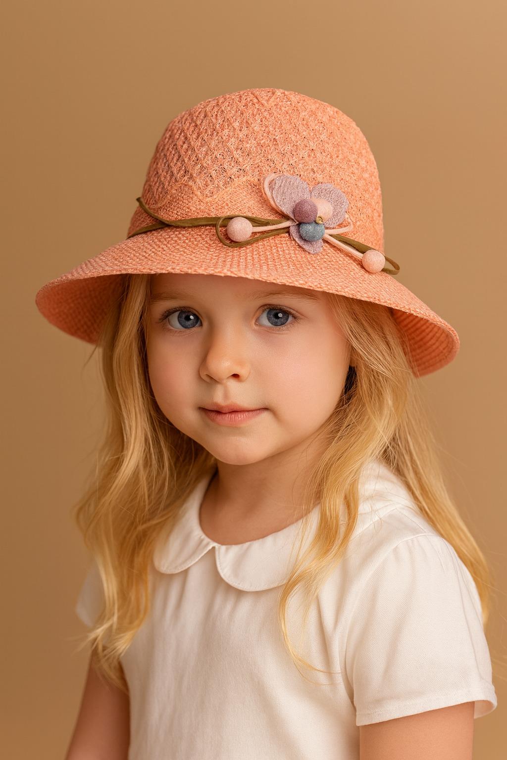 12505B5002 KURDELELİ BEBEK MERSERIZE ŞAPKA MERCAN