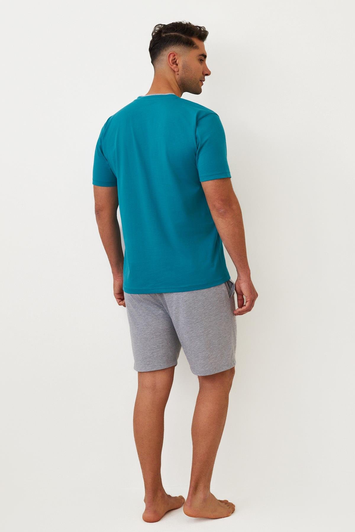 12512M4001 FRILL WAVE BALIKLI ERKEK ŞORT TAKIM MAVİ