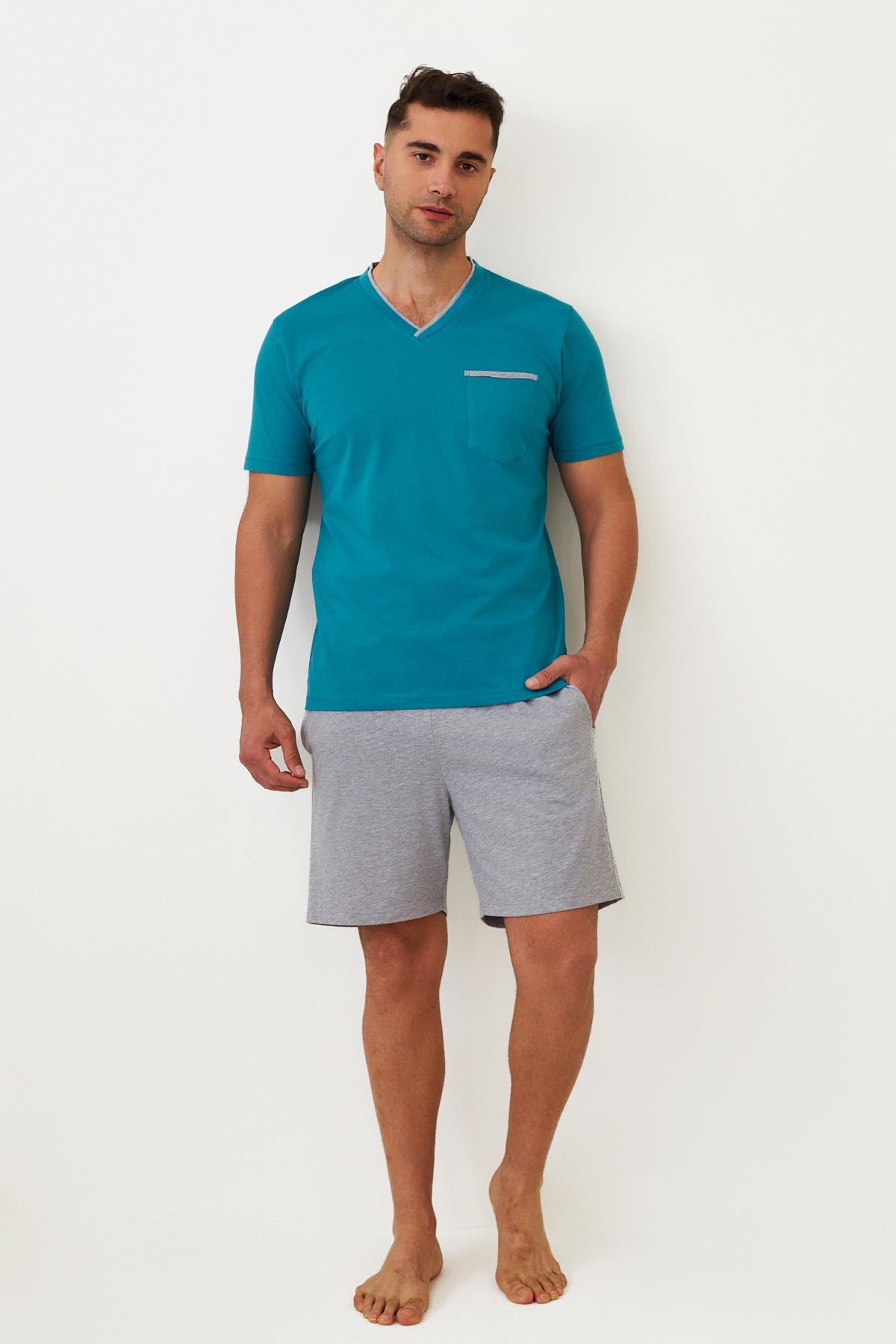 12512M4001 FRILL WAVE BALIKLI ERKEK ŞORT TAKIM MAVİ