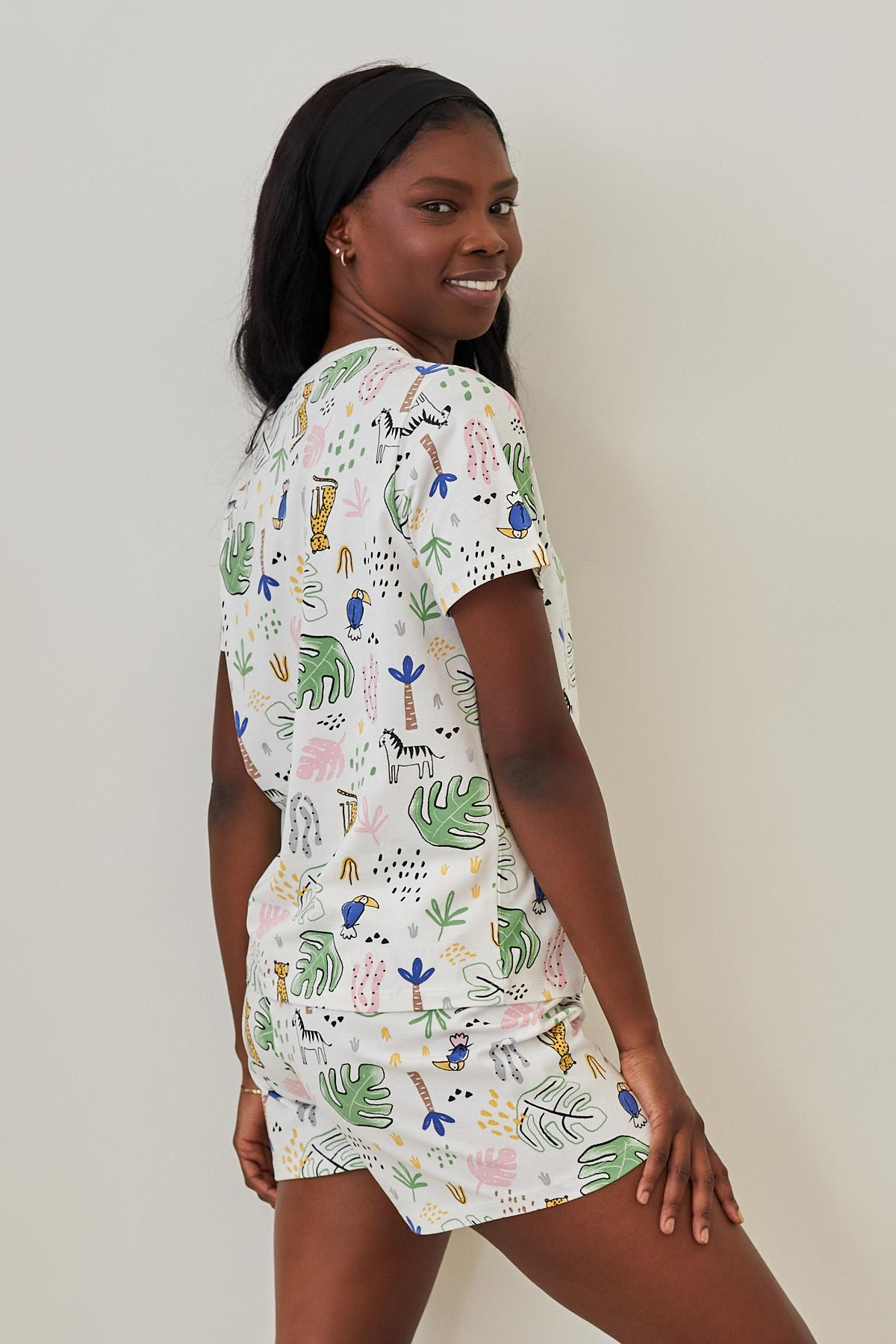 12512W3011 SAFARİLİ KADIN PAKETLİ ŞORT TAKIM Ekru