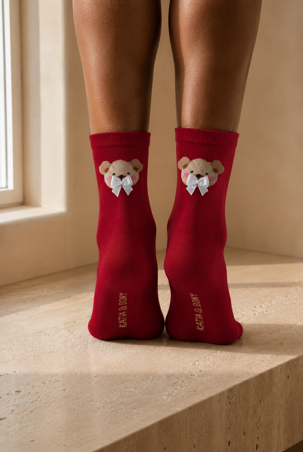 Teddy Women's Socks Socks Claret Red