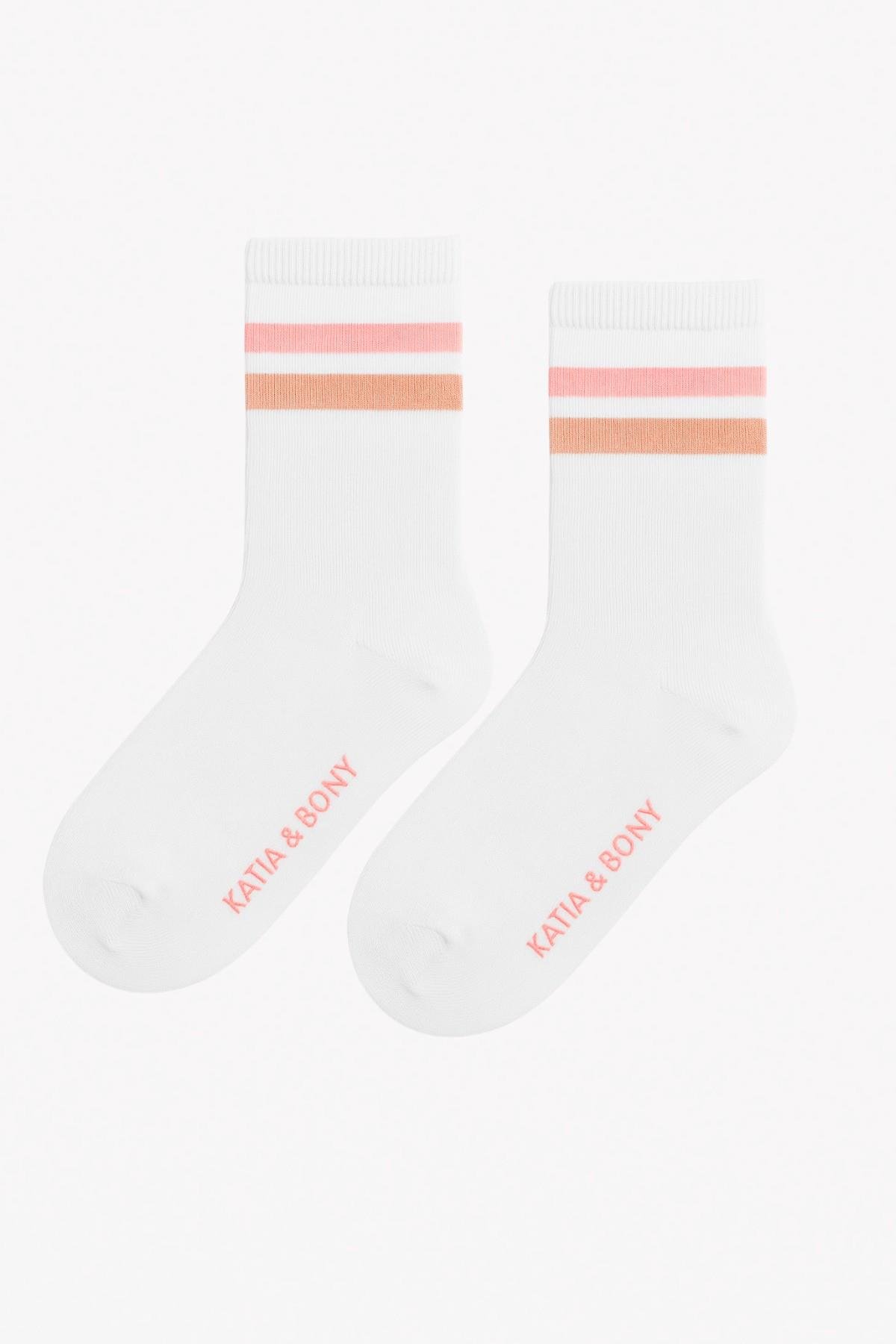 12601G2028 ÇİZGİLİ ÇOCUK SOKET ÇORAP Beyaz