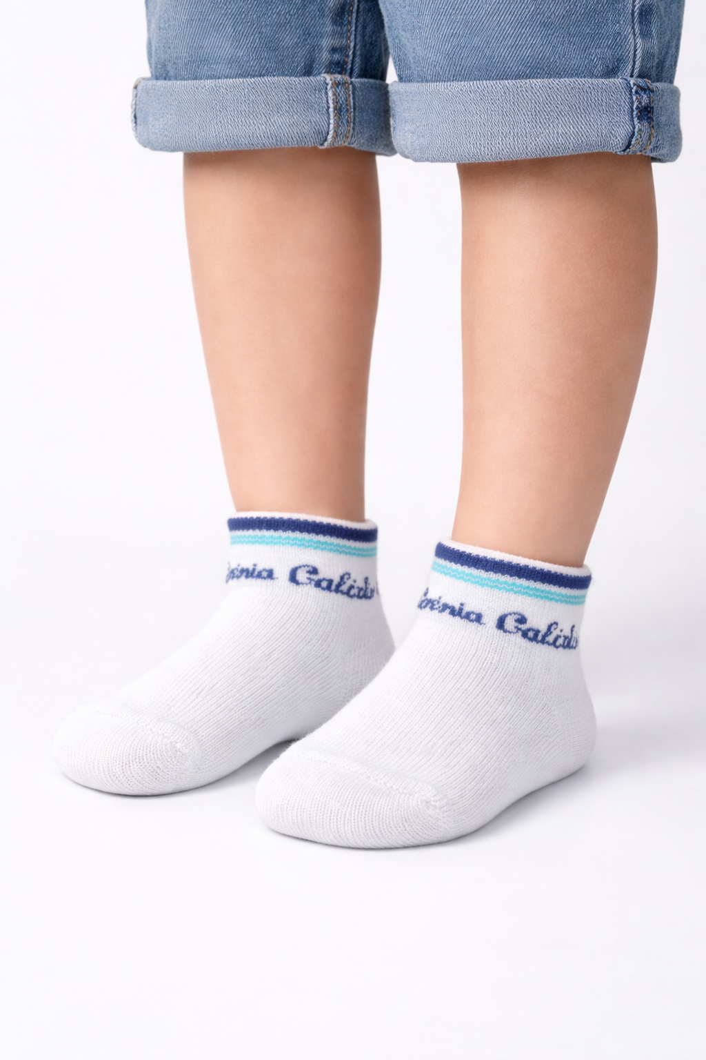 12601G2029 ÇİZGİLİ ÇOCUK STEP ÇORAP EKRU-MAVİ