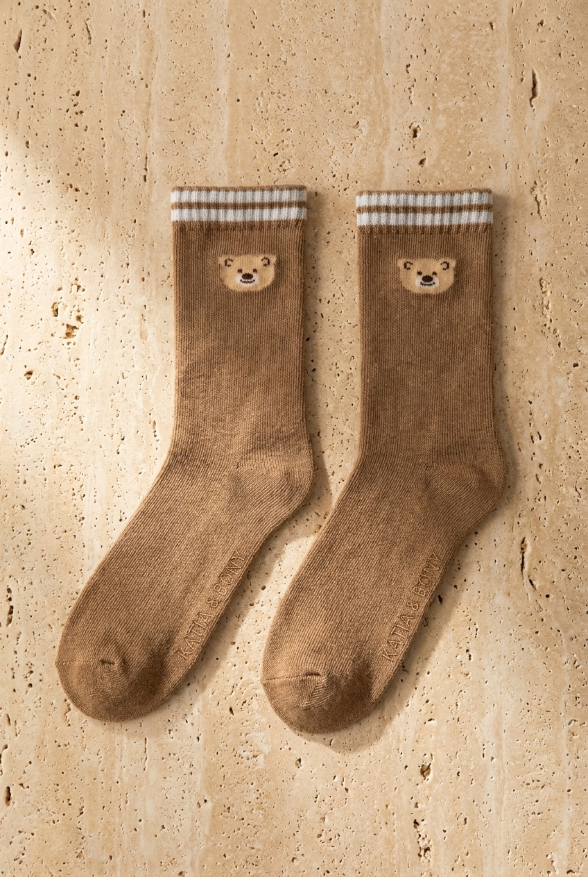 12601G2071  TEDDY ÇOCUK HAVLU SOKET ÇORAP BROWN