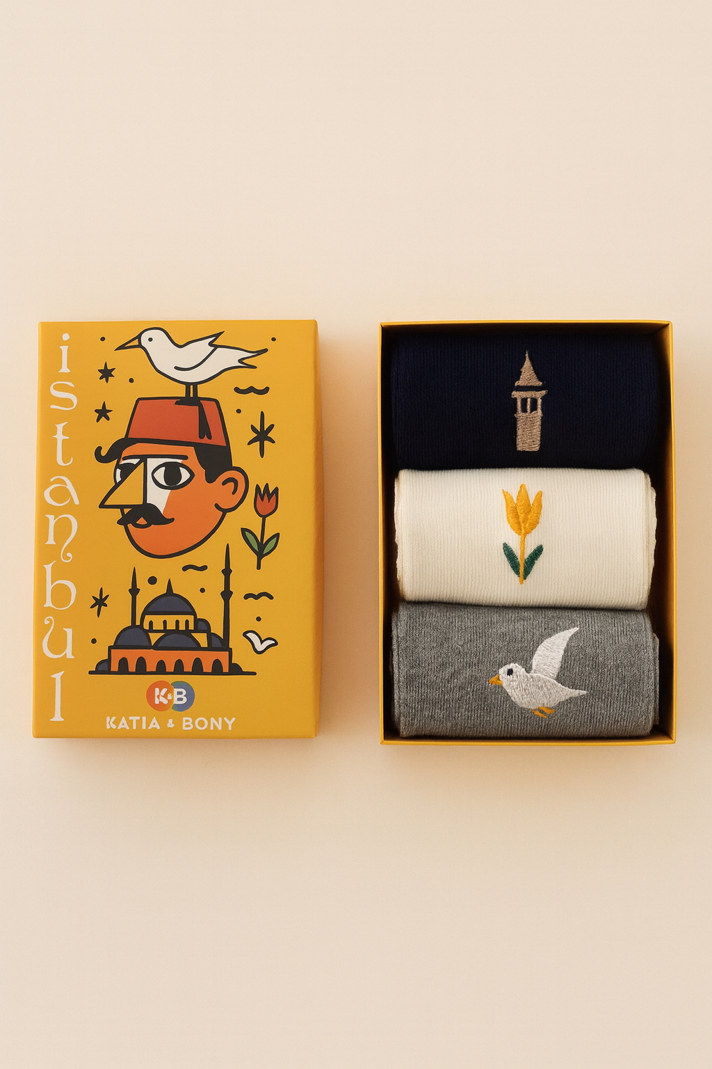 12601U4002 3PCK ISTANBUL GALATA BOXED UNISEX SOCKET SOCKS ÇOK RENKLİ