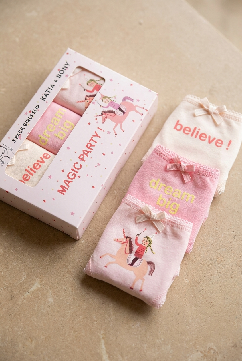 3Pck Unıcorn Gırl Boxed Slıp Pink
