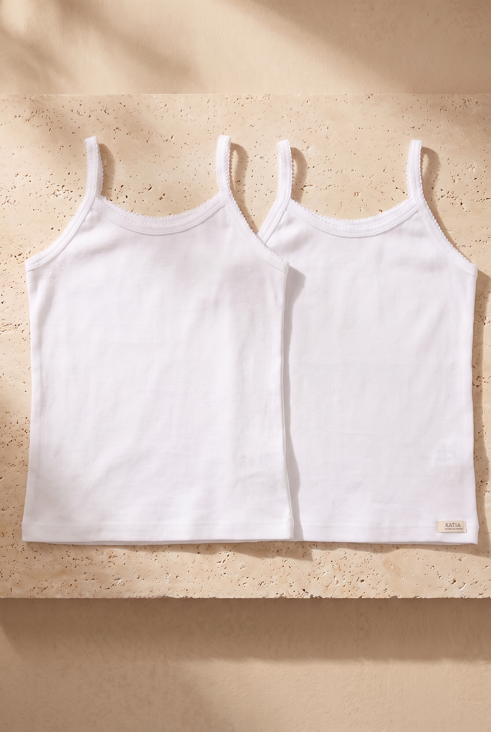 2 li Paket Kız Çocuk Atlet Beyaz/Beyaz
