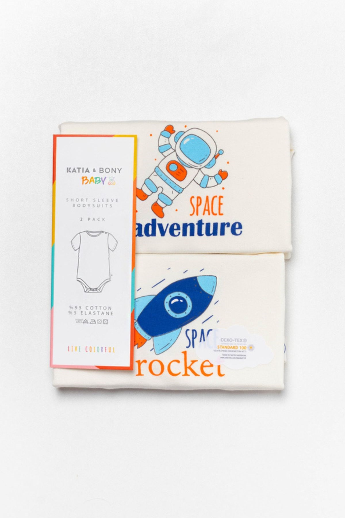 2 li Paket New Space Çıt Çıtlı Bebek Zıbın Seti-Desenli/Ekru
