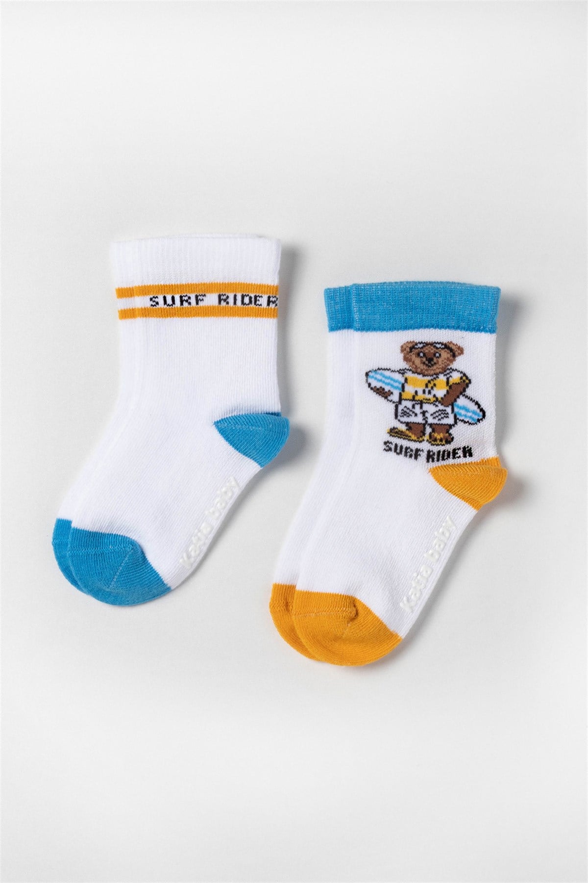 2 li Paket Teal Tales Bear Bebek Çorap-Hardal/MAVİ