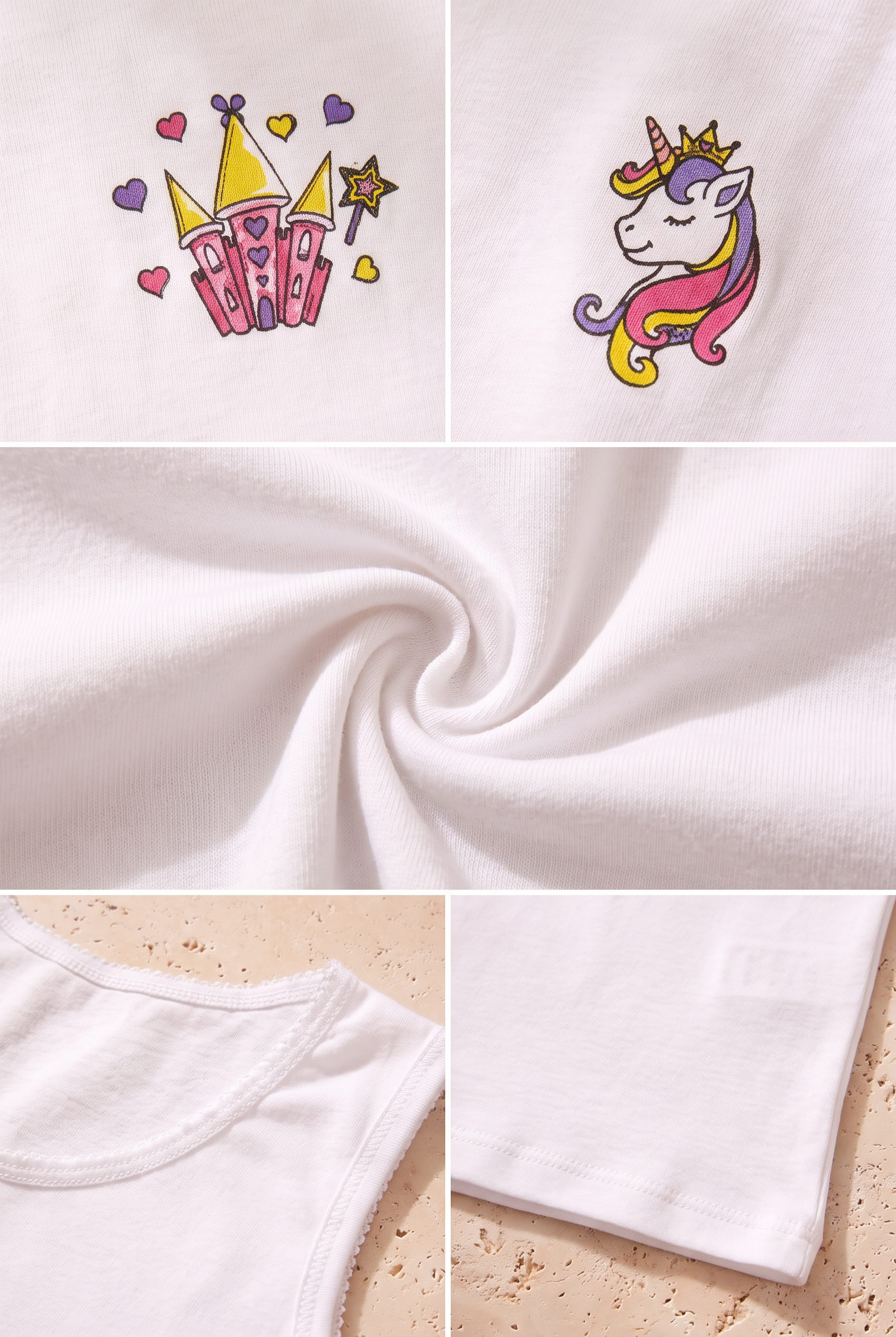 2 li Paket Unicorn Kız Çocuk Atlet Beyaz/Beyaz