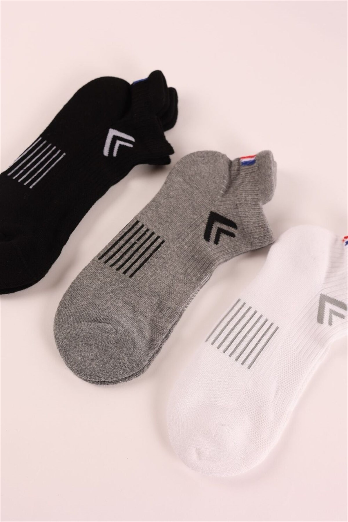 22101M4003 3PCK MEN COTTON GOLF STEP SOCKS-Siyah/Beyaz/GREY