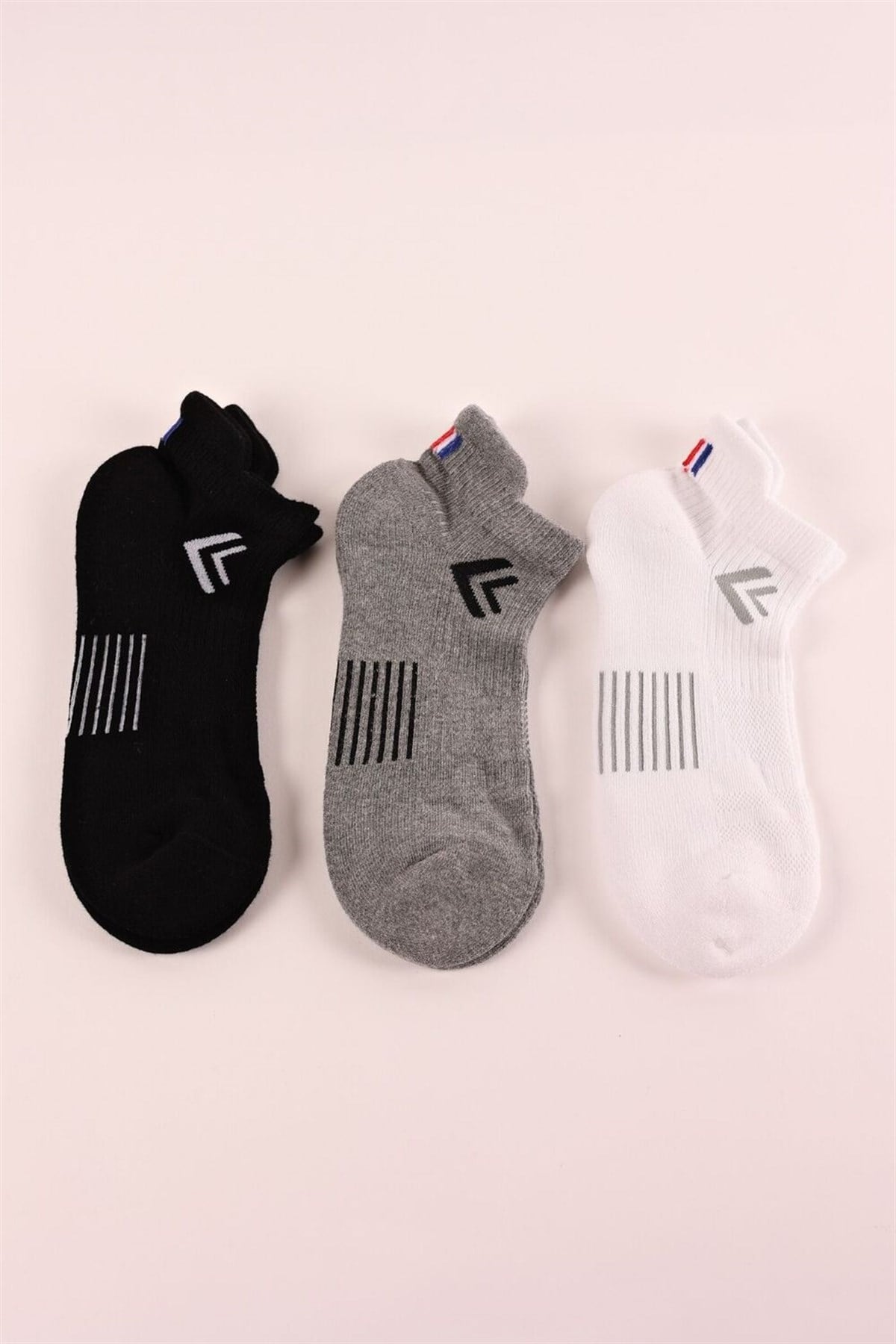 22101M4003 3PCK MEN COTTON GOLF STEP SOCKS-Siyah/Beyaz/GREY