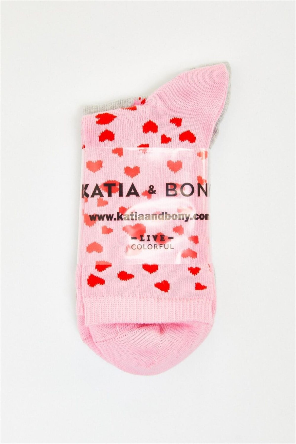 22101W7047 2PCK KADIN SOKET ÇORAP-Pembe/GREY