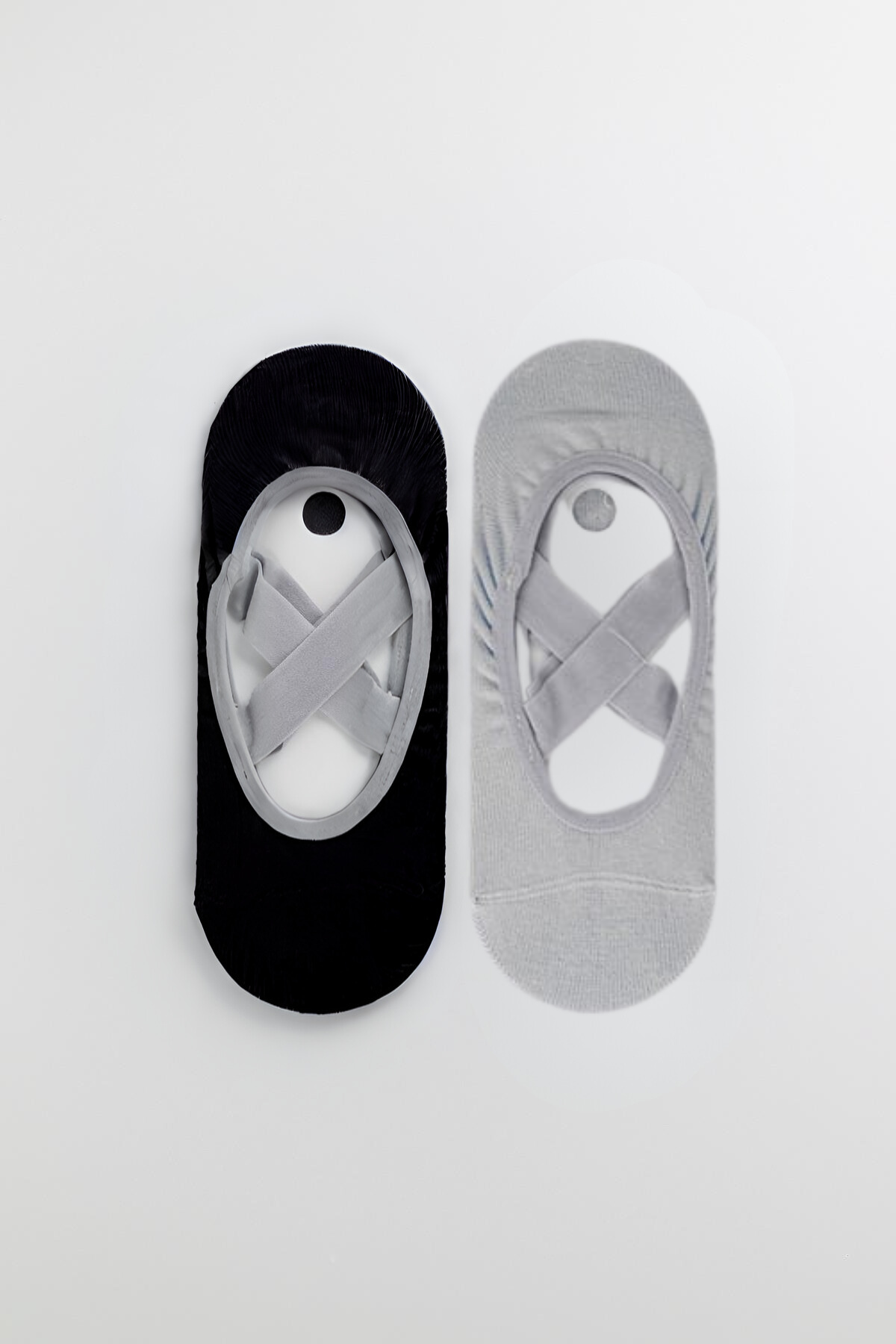 22401G4034 2PCK ASTA YOGA KADIN GÖRÜNMEZ ÇORAP SİYAH/GRİ MELANJ