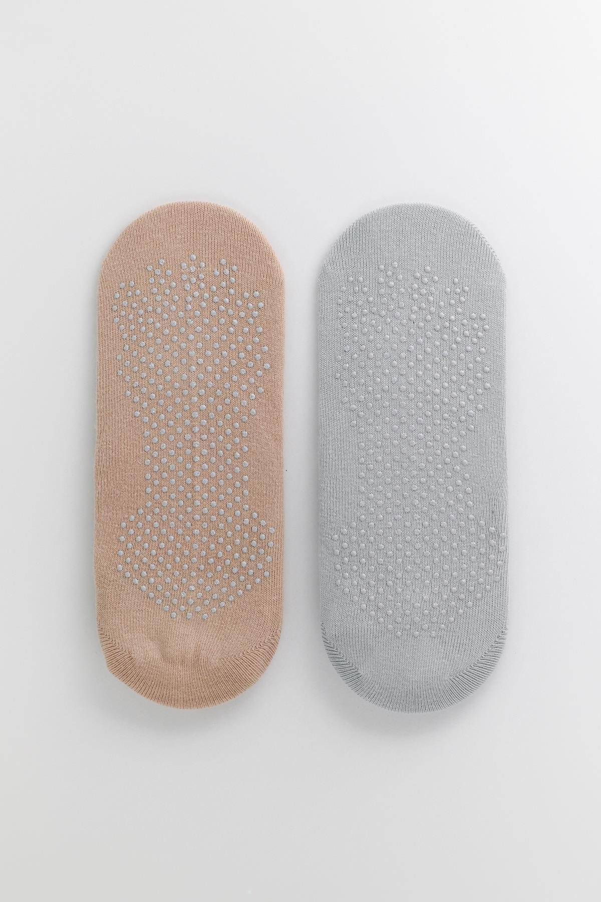 22401G4034 2PCK ASTA YOGA KADIN GÖRÜNMEZ ÇORAP BEJ/YEŞİL