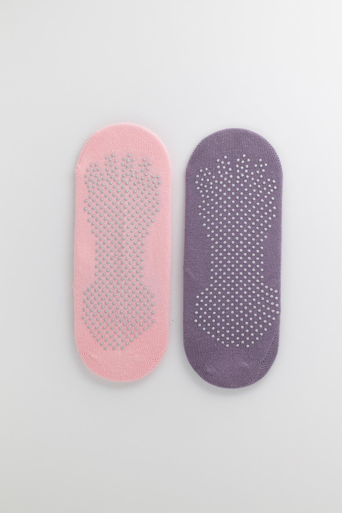 22401G4037 2PCK ASTA YOGA KADIN STEP ÇORAP A.PEMBE/K.LİLA