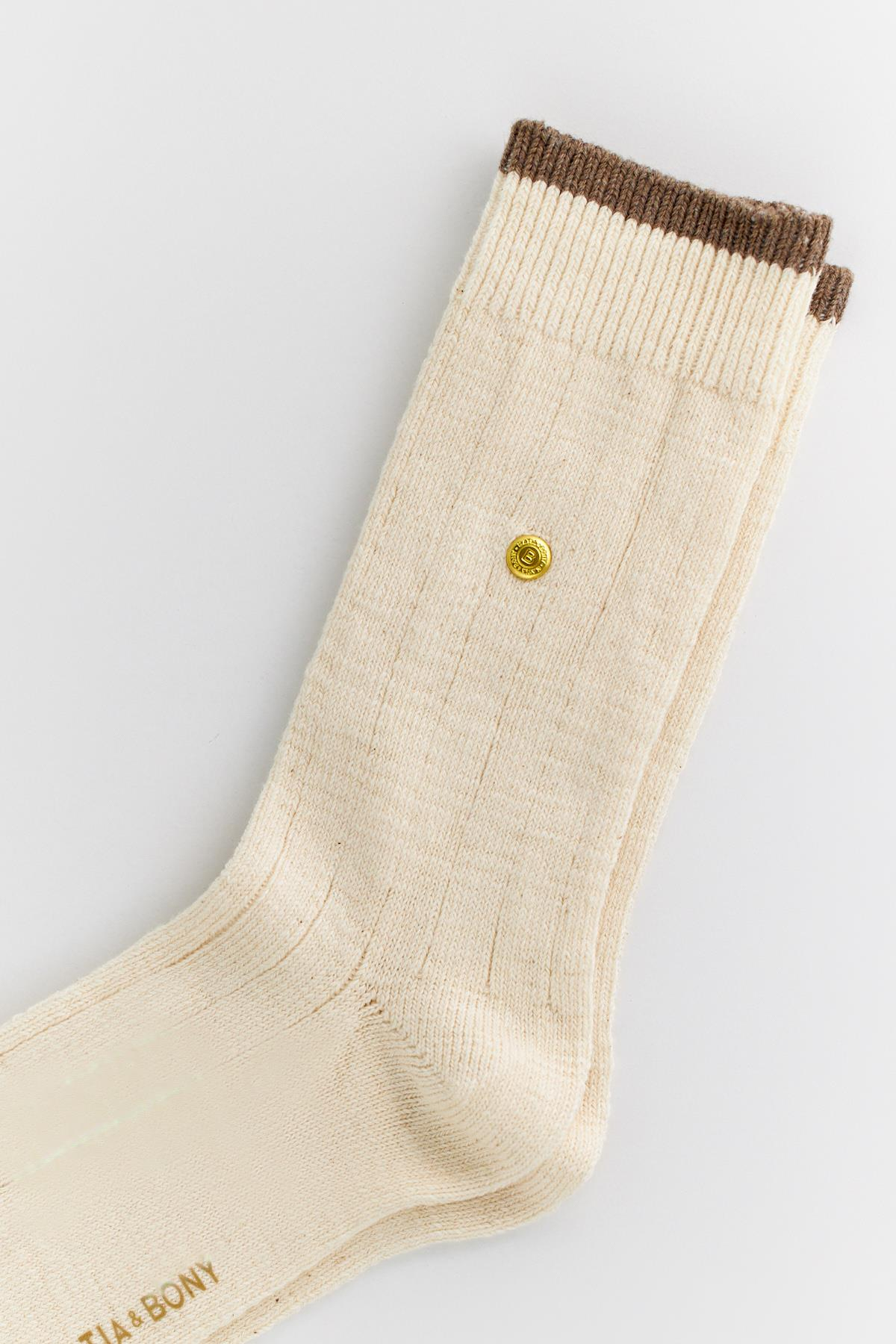 22401M4016 ZIMBALI EKOSE ERKEK SOKET ÇORAP EKRU-KAHVE