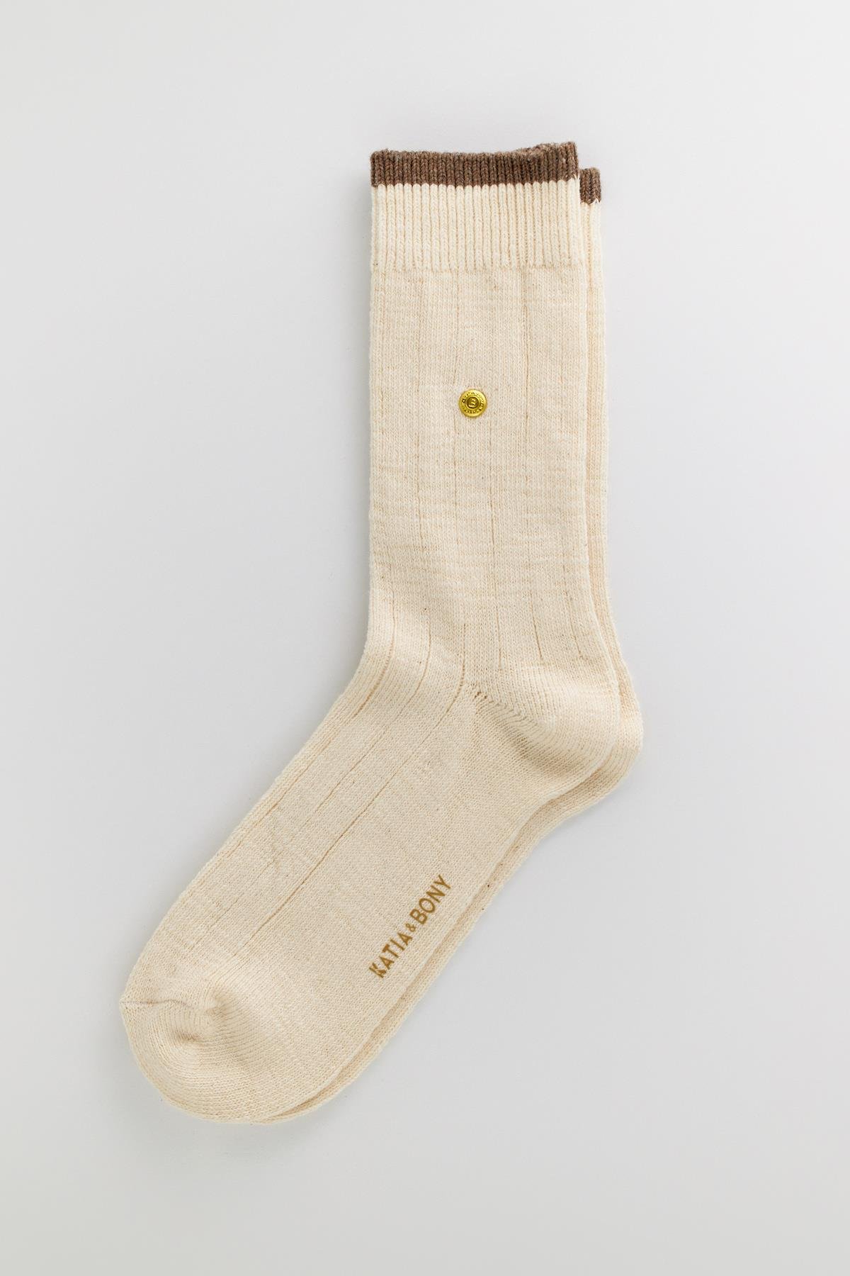 22401M4016 ZIMBALI EKOSE ERKEK SOKET ÇORAP EKRU-KAHVE