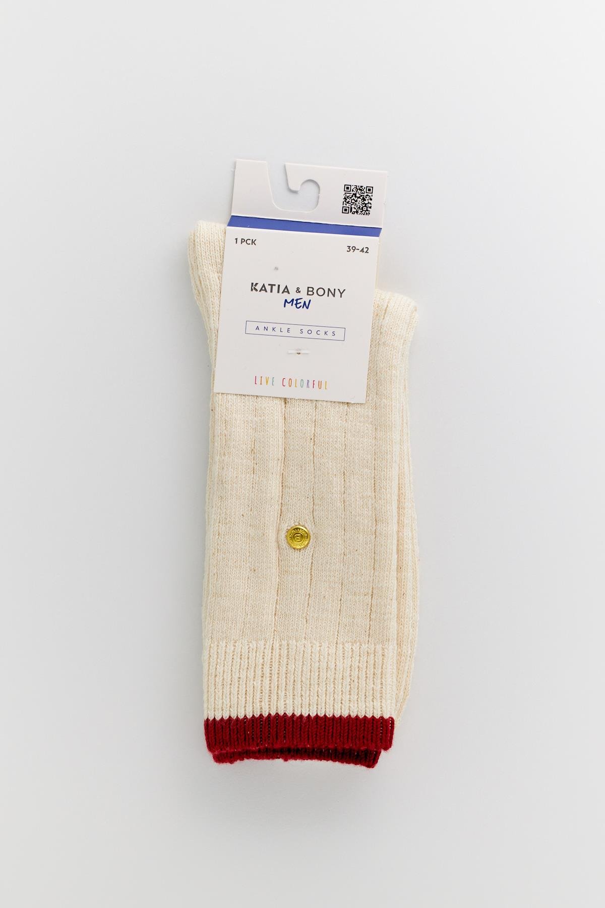 22401M4016 ZIMBALI EKOSE ERKEK SOKET ÇORAP EKRU-BORDO