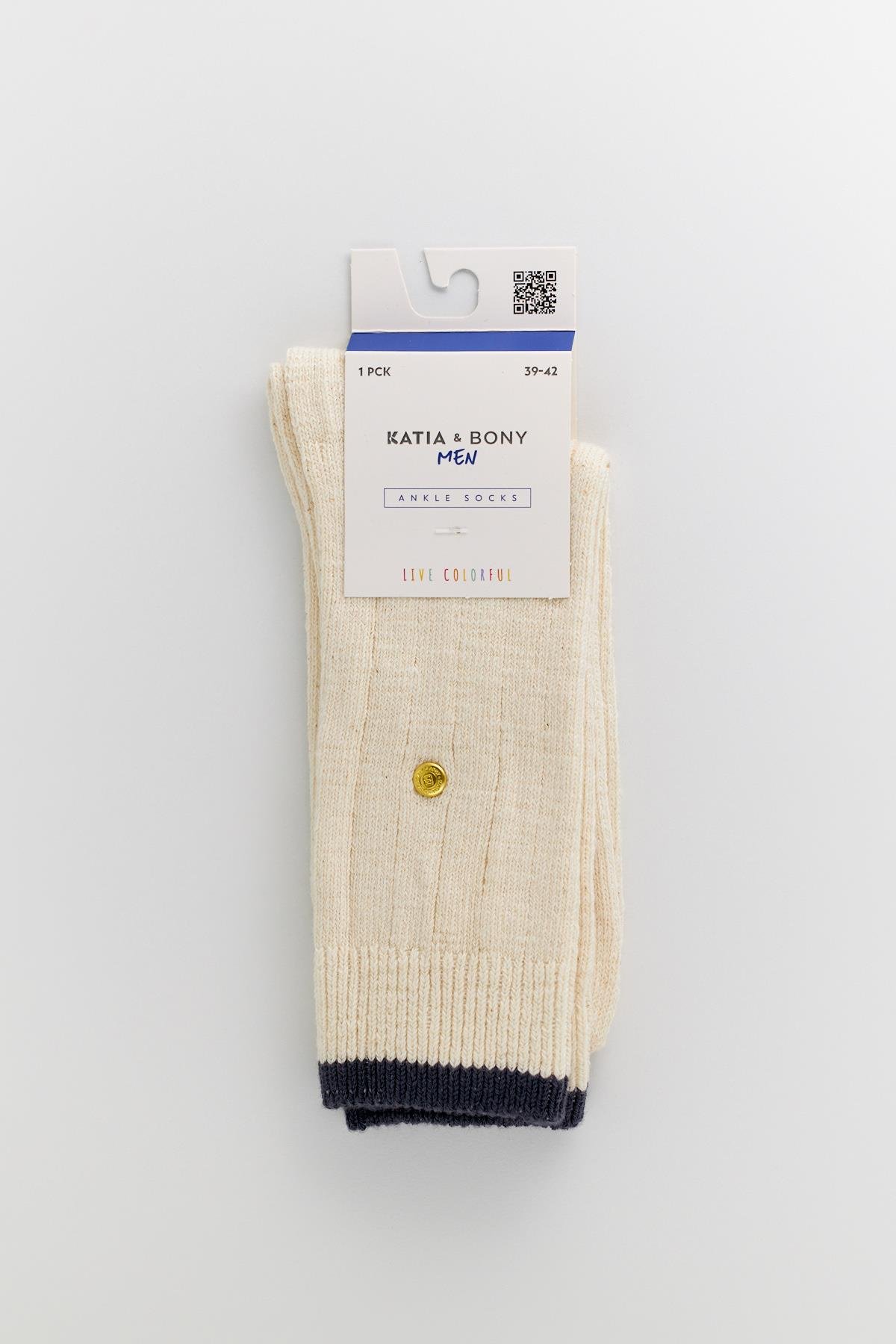 22401M4016 ZIMBALI EKOSE ERKEK SOKET ÇORAP EKRU-LACİVERT