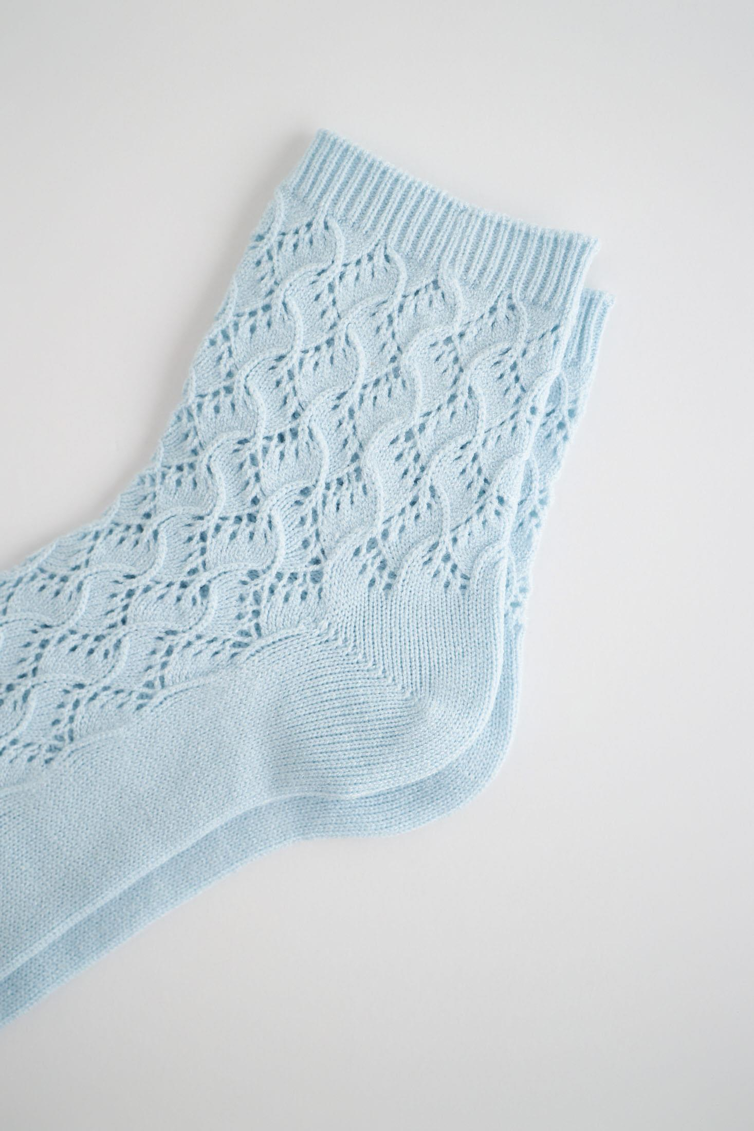 22401W4001 PREMIUM DESENLİ TRİKO KADIN SOKET ÇORAP SOFT MAVİ
