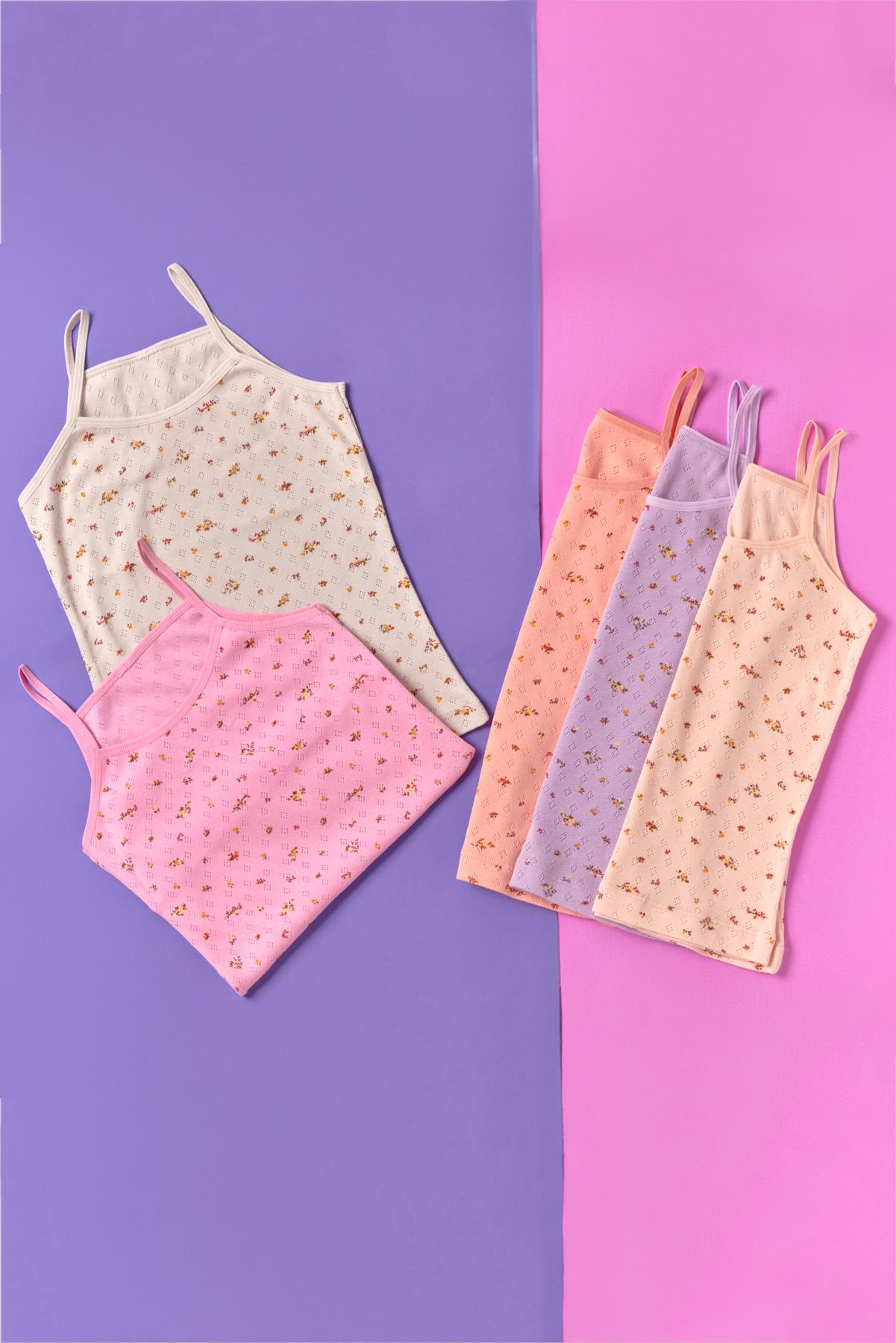 22403G4022 5PCK JAKARLI İP ASKILI KIZ ÇOCUK ATLET ÇOK RENKLİ