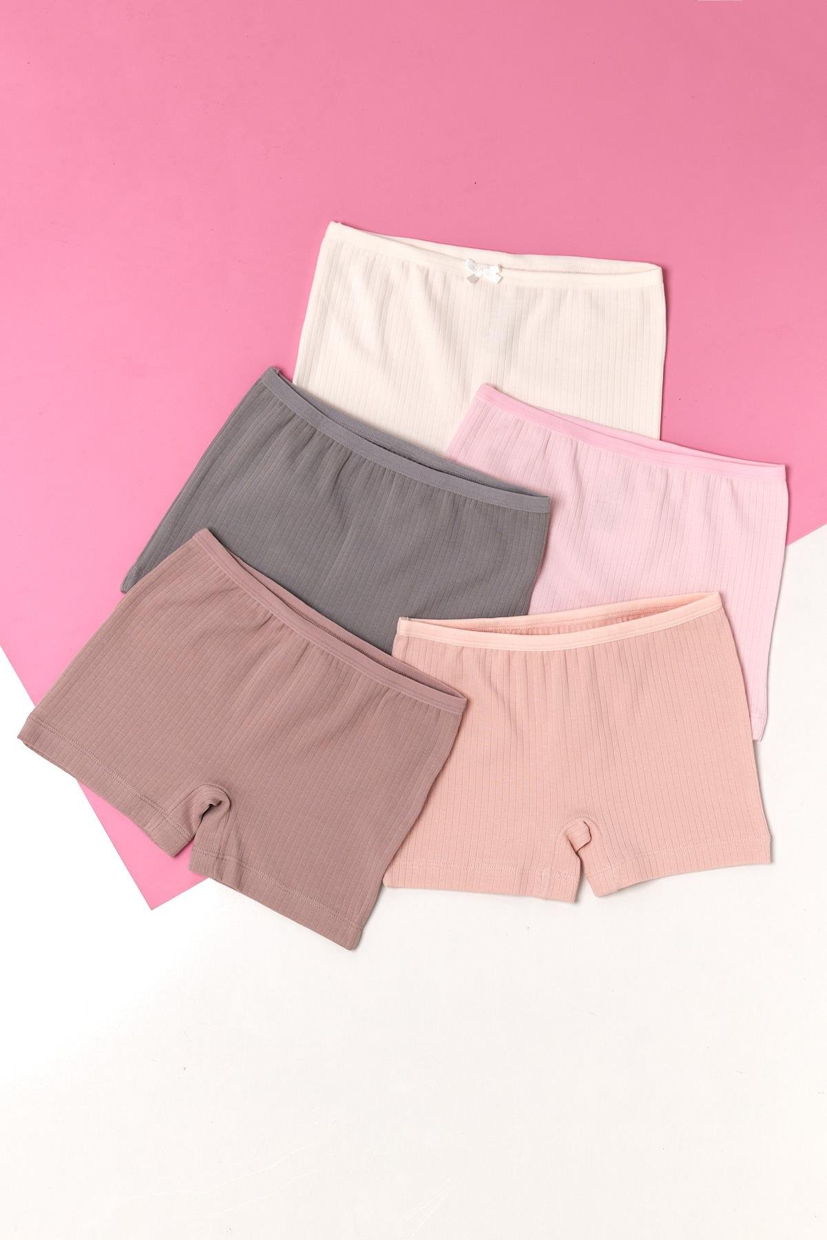 22403G4026 5PCK BASIC RİPLİ KIZ ÇOCUK BOXER ÇOK RENKLİ