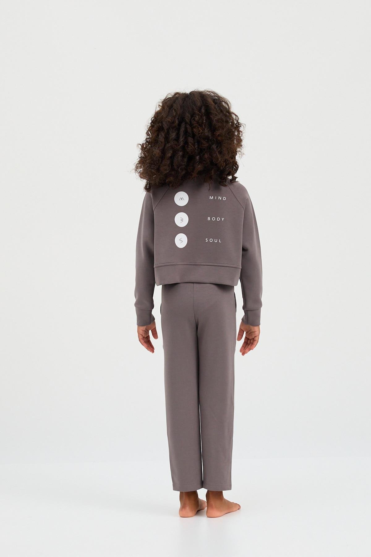 22410K2006 BASIC FLUFFY UNISEX ÇOCUK PANTOLON KOYU GRI