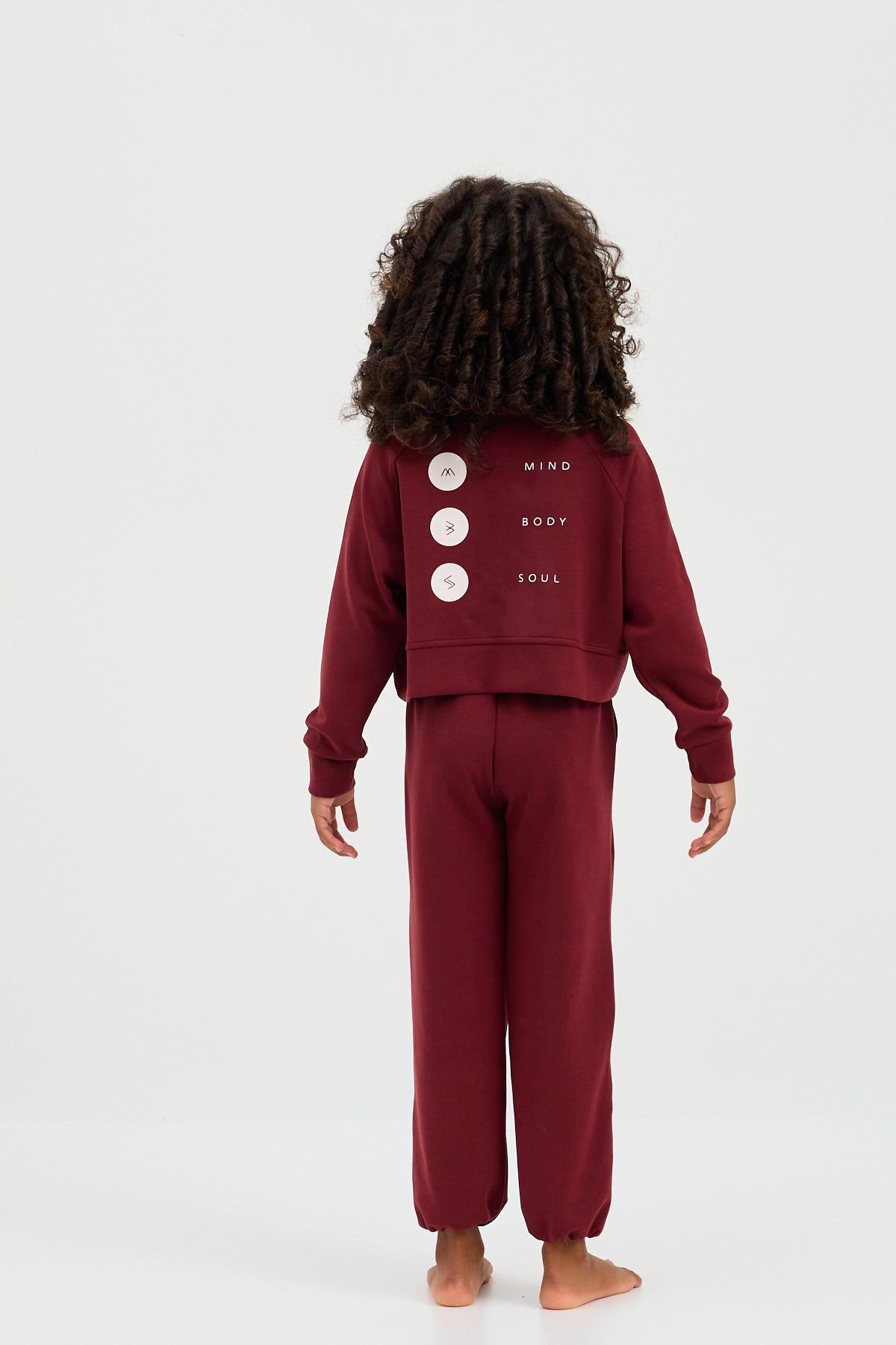 22410K2018 BASIC FLUFFY KIZ ÇOCUK SWEATSHIRT BORDO