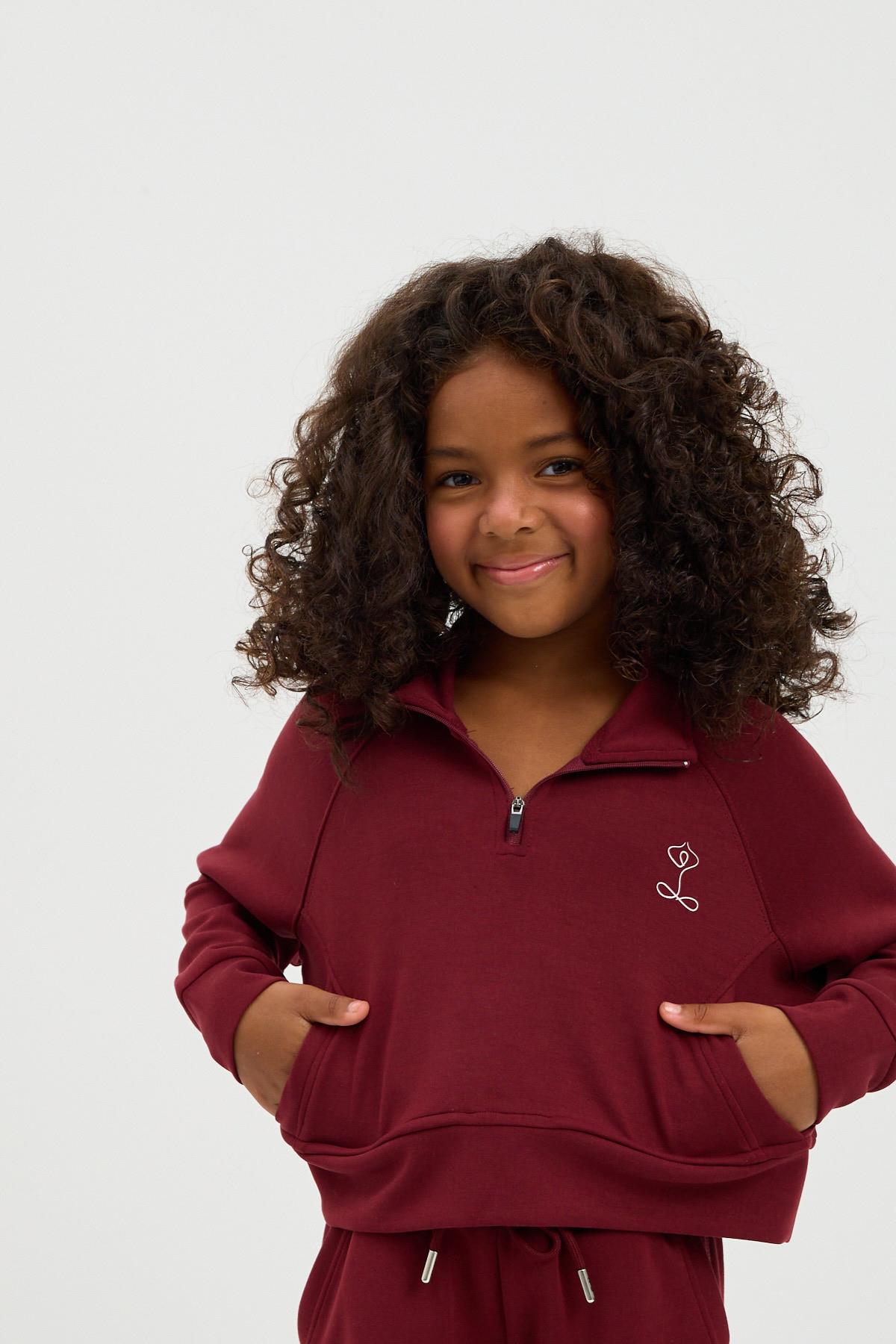 22410K2018 BASIC FLUFFY KIZ ÇOCUK SWEATSHIRT BORDO