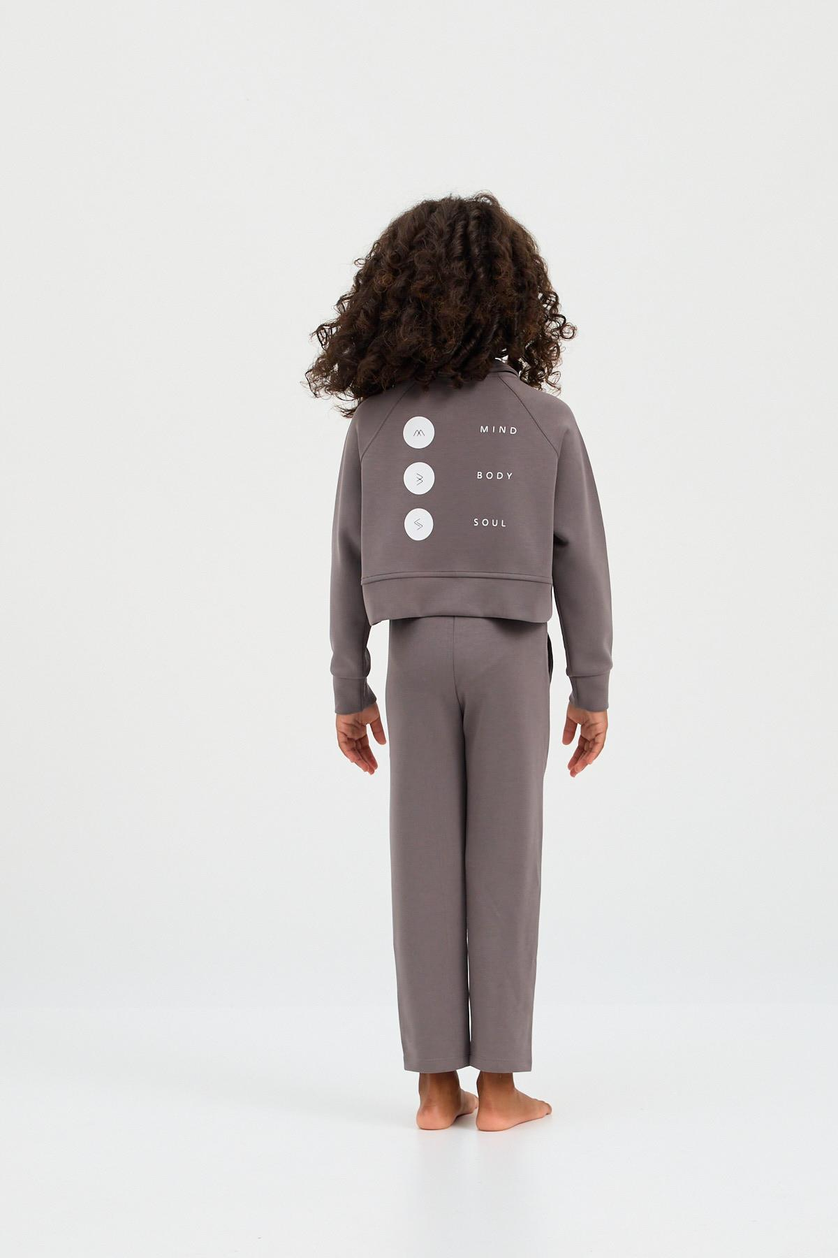 22410K2020 BASIC FLUFFY KIZ ÇOCUK CROP TOP KOYU GRI