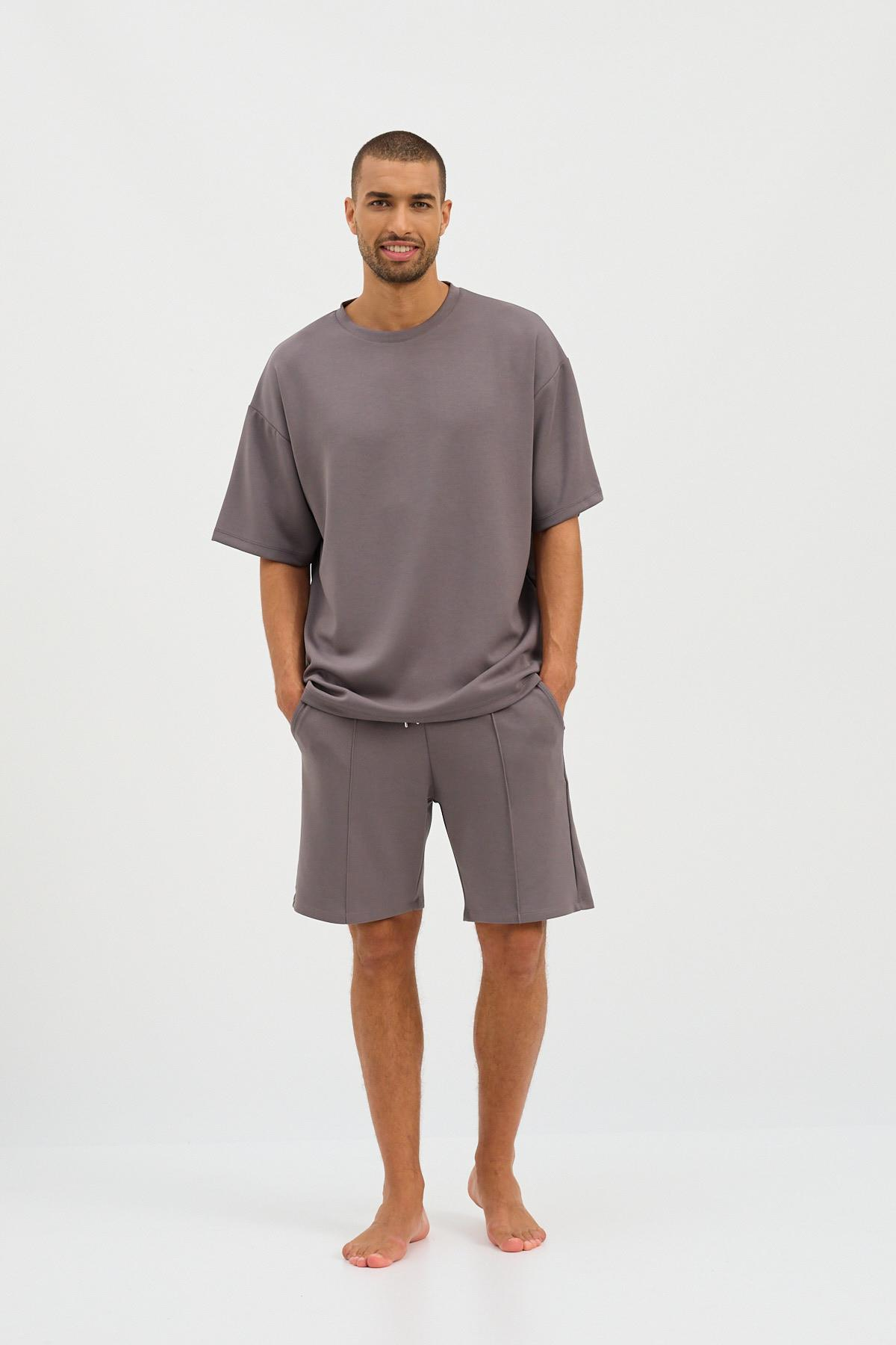 22410M4006 BASIC FLUFFY ERKEK ŞORT KOYU GRI