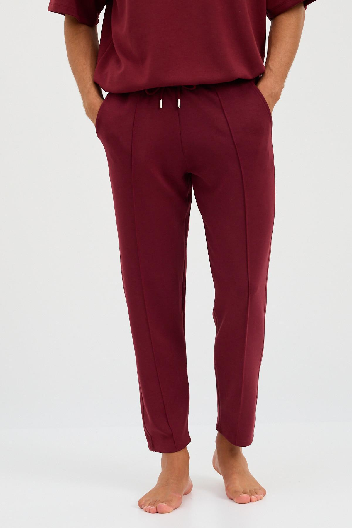 22410M4007 BASIC FLUFFY ERKEK PAÇA LASTİKLİ PANTOLON BORDO