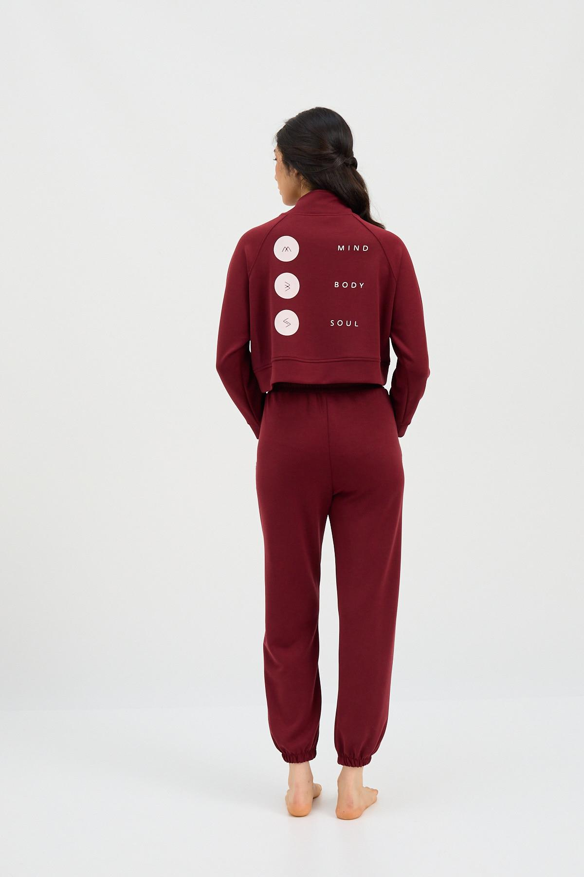 22410W3005 BASIC FLUFFY KADIN PANTOLON BORDO