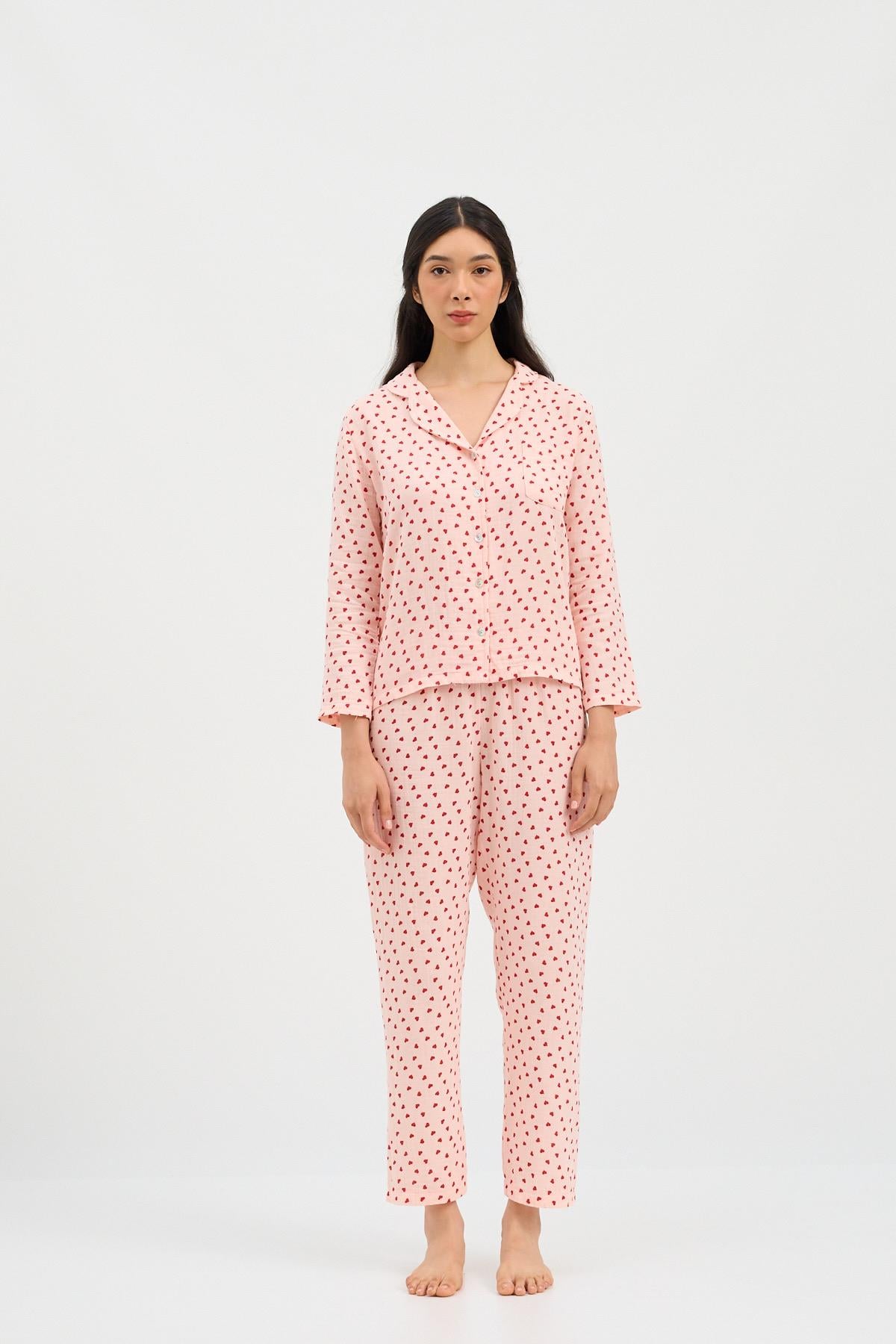 22412W3007 VALENTINE KADIN PİJAMA TAKIMI Pembe