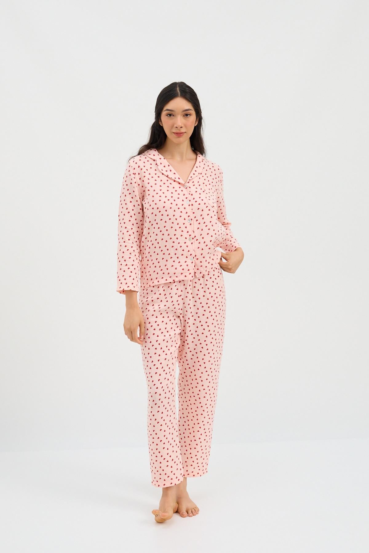 22412W3007 VALENTINE KADIN PİJAMA TAKIMI Pembe