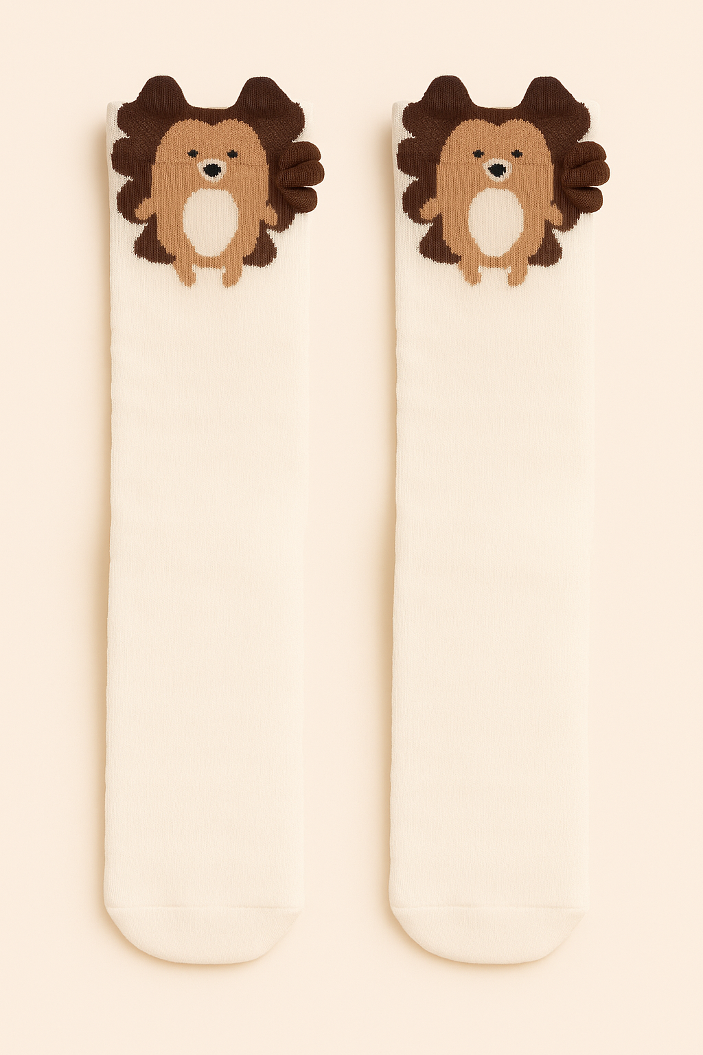 22501G2010 KİRPİ DESENLİ ÇOCUK SOKET ÇORAP Beyaz