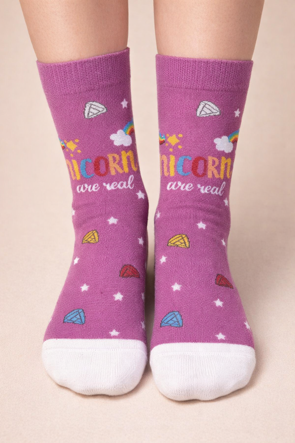 22501G2039 UNİCORN DESENLİ ÇOCUK SOKET ÇORAP PURPLE