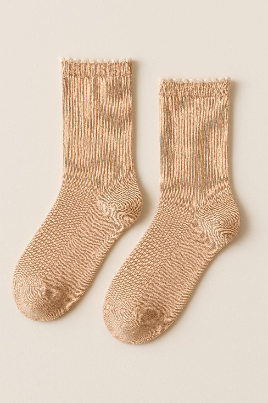 22501G3011 BİLEĞİ FIRFIRLI KADIN SOKET ÇORAP SOMON